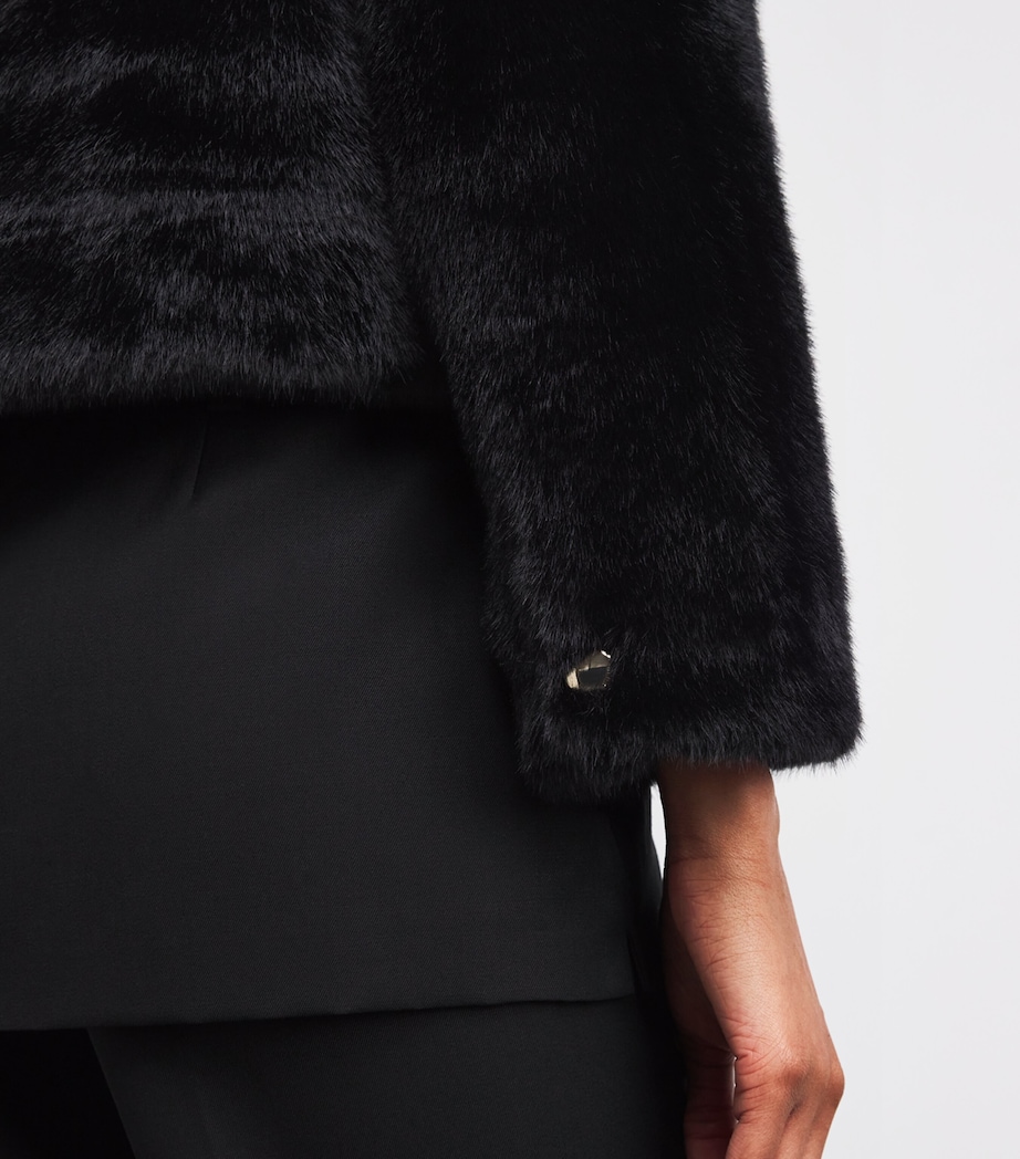 Faux Fur Cropped Jacket BLACK Image 6