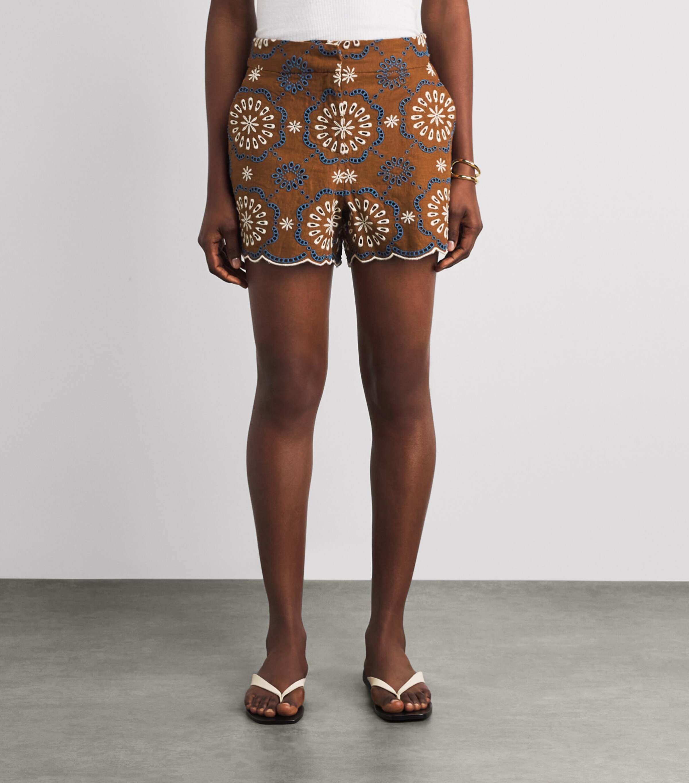 Veronica Beard Womens Linen Allen Shorts Ochre Mlti Image 4