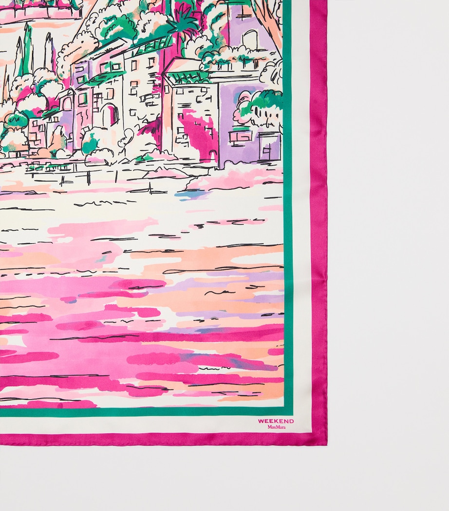 Weekend Max Mara Silk Lake Print Scarf Pink Image 3