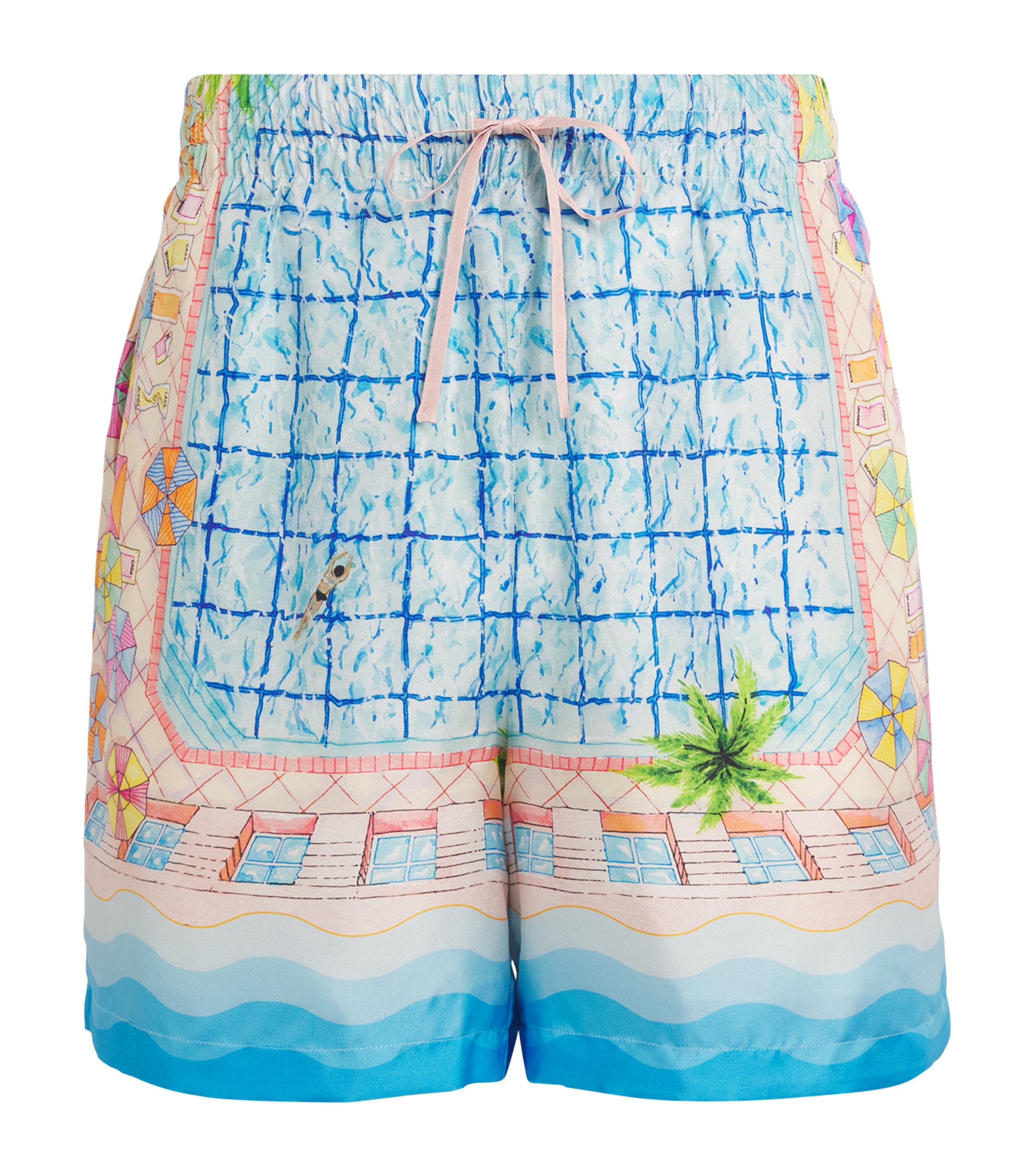 Casablanca Silk Le Plongeon Shorts In Blue