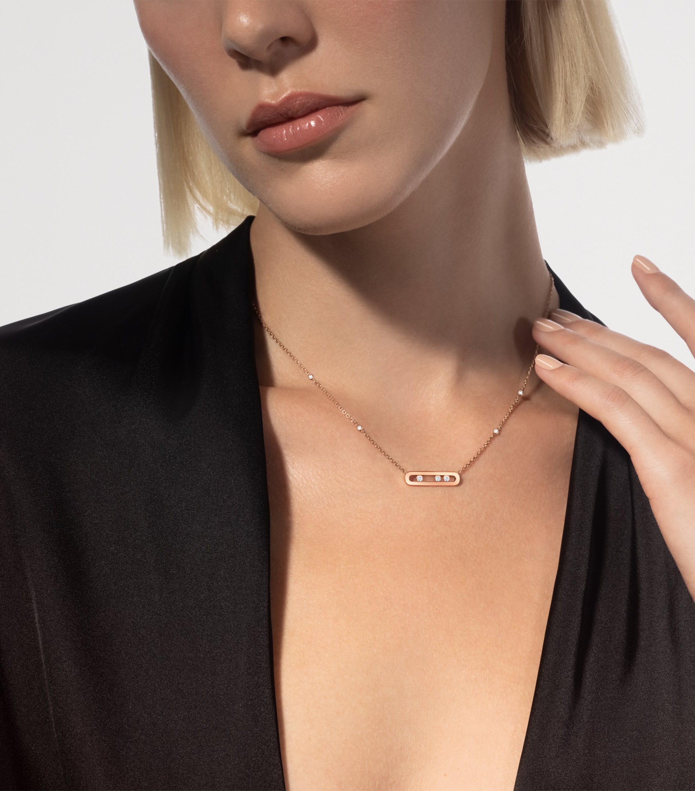 Messika Move Classique Pink Gold and Diamond Necklace (0.14ct) Pink Gold Image 2
