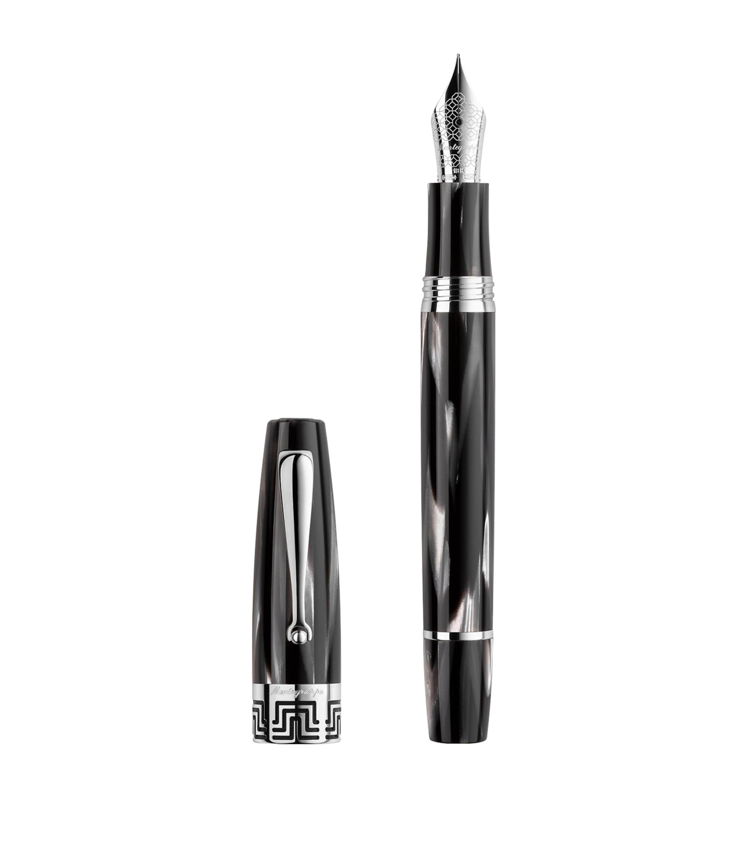 Sterling Silver-Trim Extra 1930 Fountain Pen BLACK & WHITE Image 2
