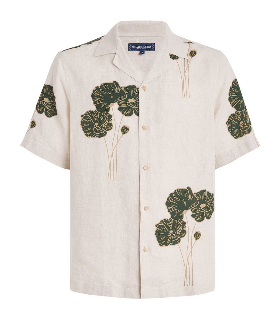 Linen Floral Roberto Shirt 884 ECRU EVERGREEN Image 1