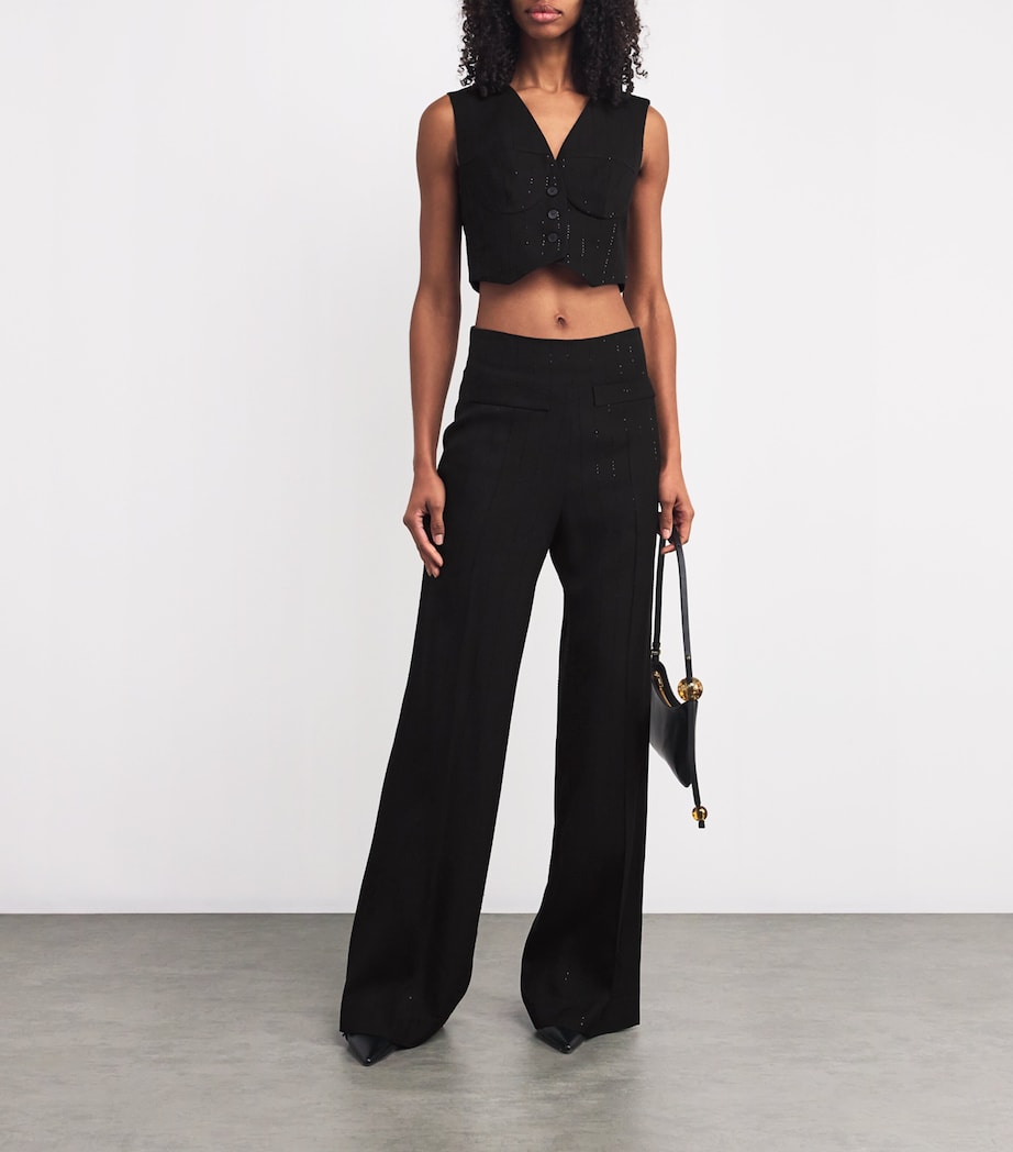 Sequin-Pinstripe Wide-Leg Trousers BLACK Image 2
