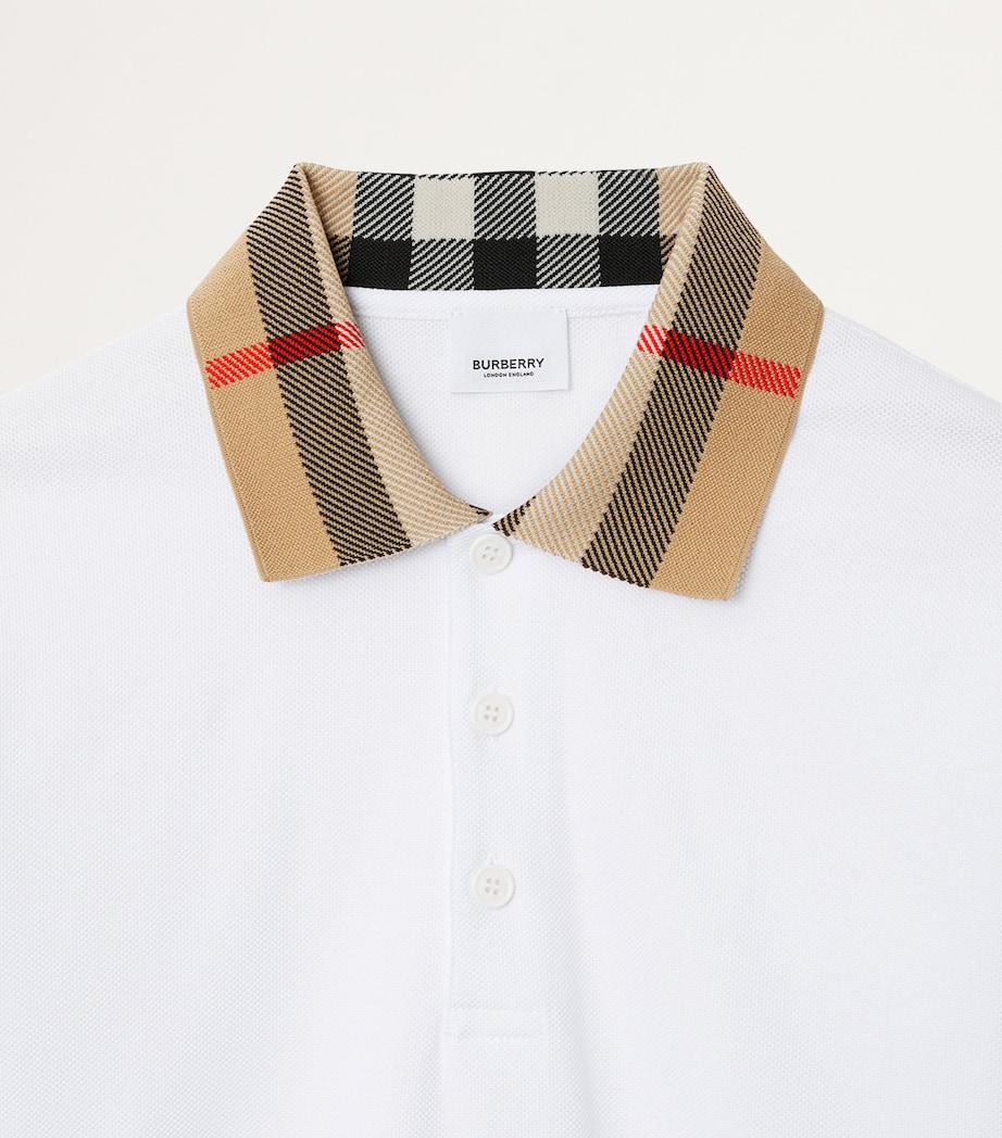 Cotton Check-Collar Polo Shirt WHITE Image 6