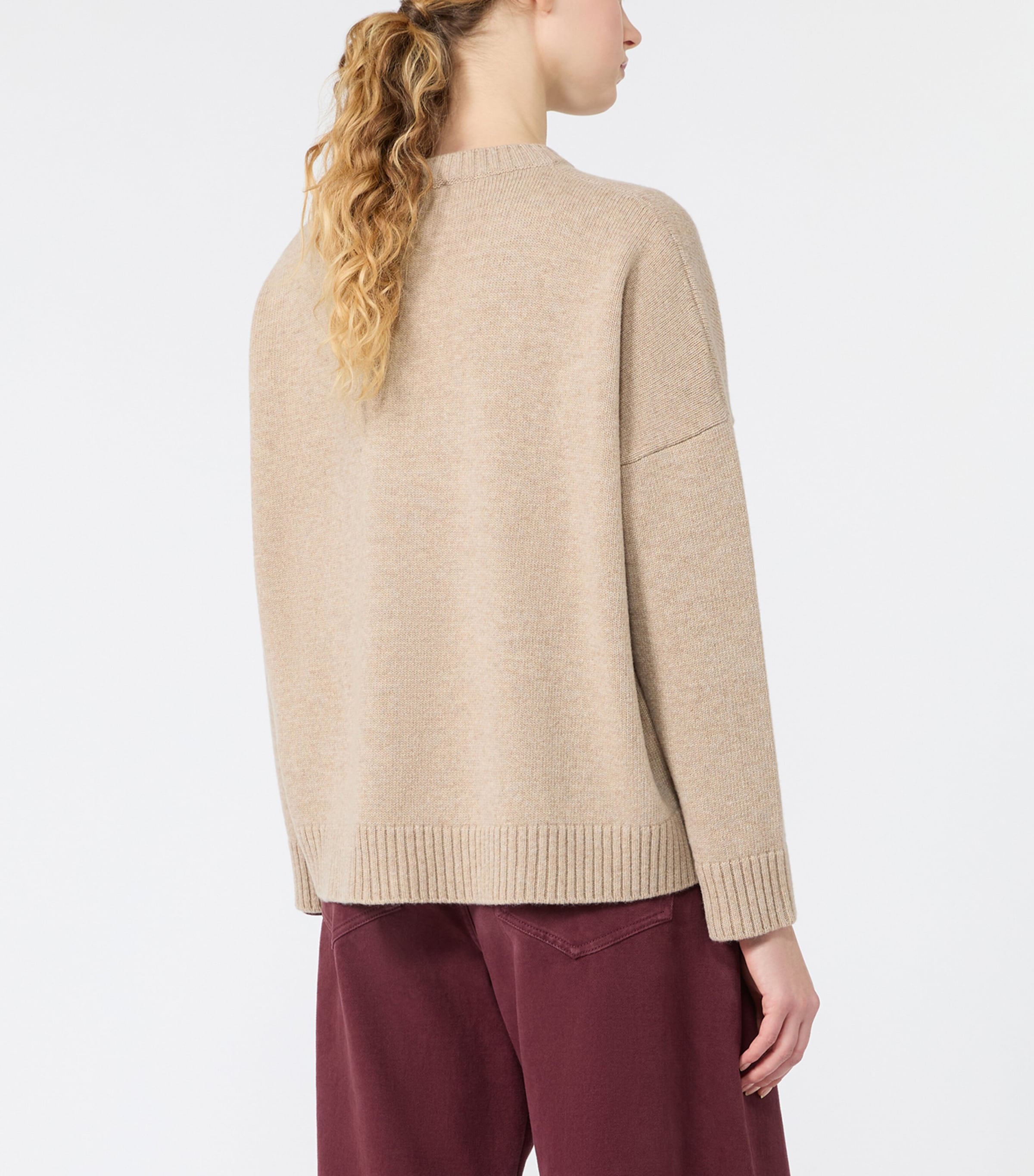 Weekend Max Mara Womens Virgin Wool Dog Sweater Sand Image 4