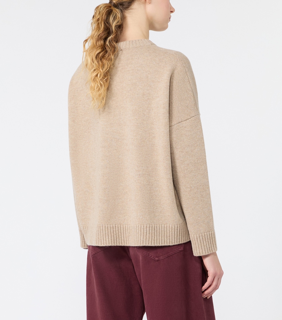 Weekend Max Mara Womens Virgin Wool Dog Sweater Sand Image 4