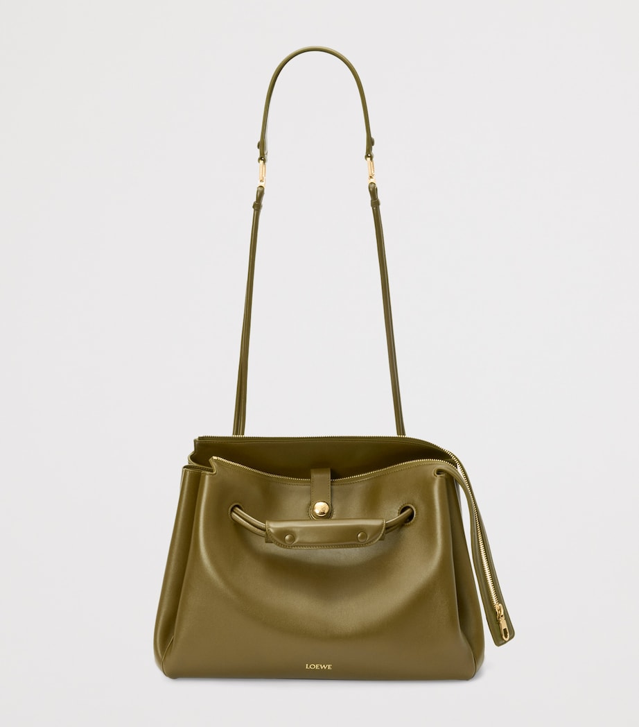 Large Leather Madrid Shoulder Bag OLIVE Image 6