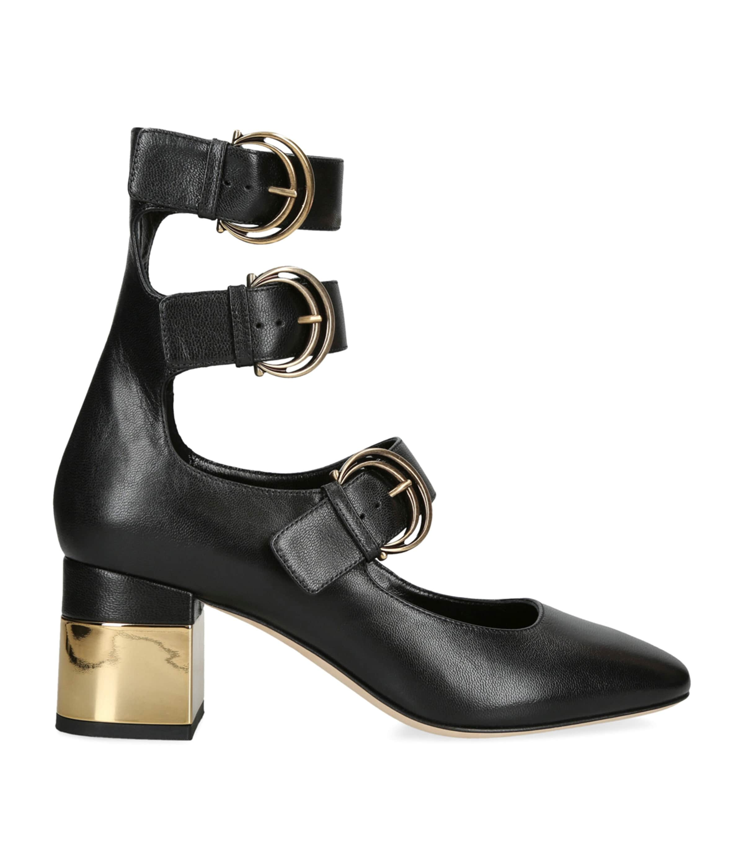 Shop Chloé Leather Buckle-detail Alize Pumps 60 In Black