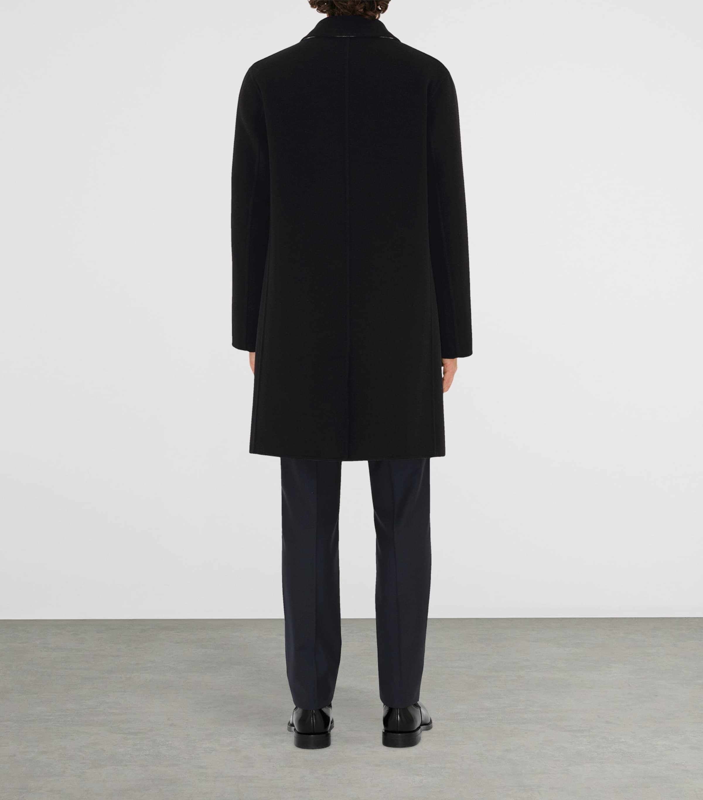 Wool Mid-Length Car Coat BLACK/SNUG IP CHECK Image 4