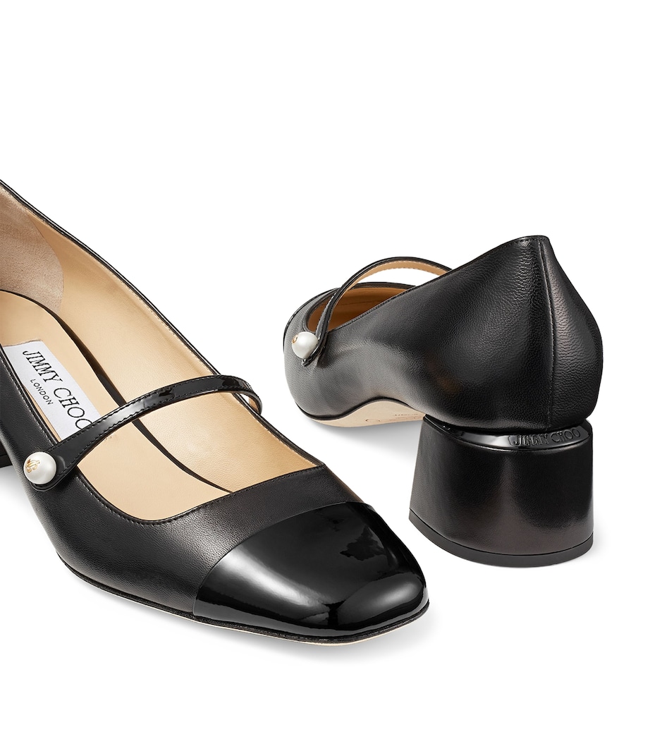 Elisa 45 Leather Mary Jane Pumps BLACK/BLACK Image 6