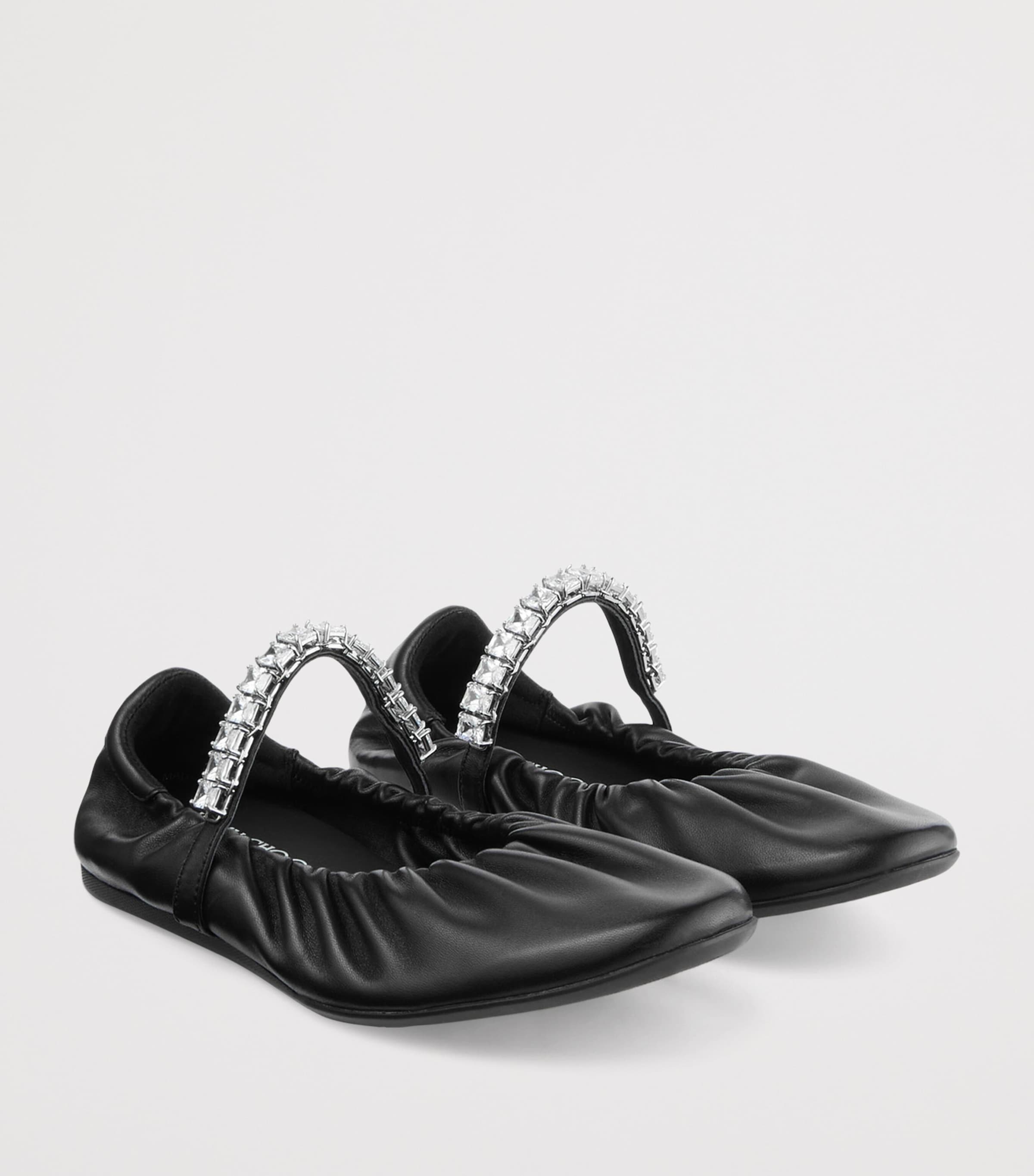 Jimmy Choo Jade Embellished Leather Ballet Flats X Black/crystal Image 2