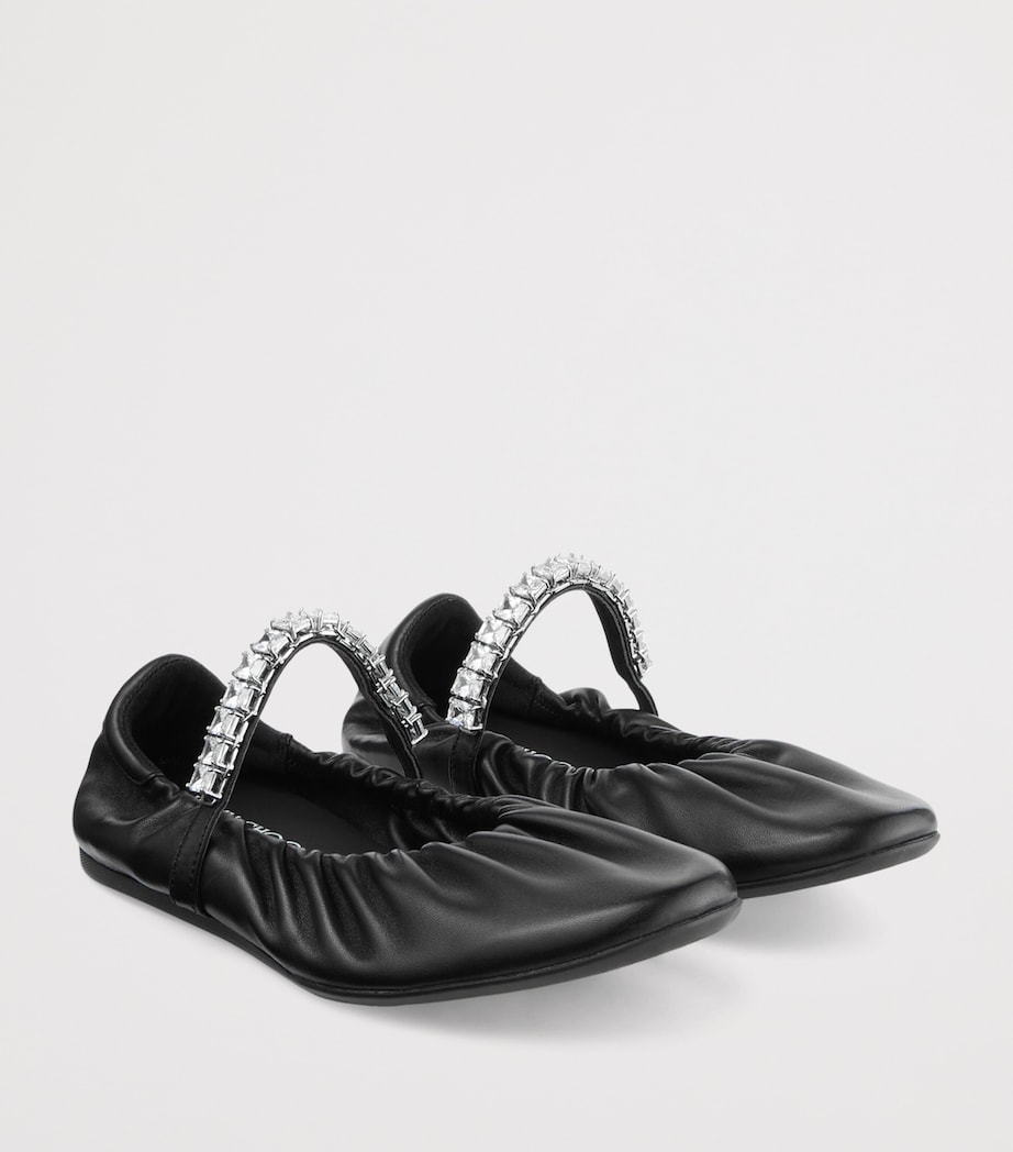 Jimmy Choo Jade Embellished Leather Ballet Flats X Black/crystal Image 2