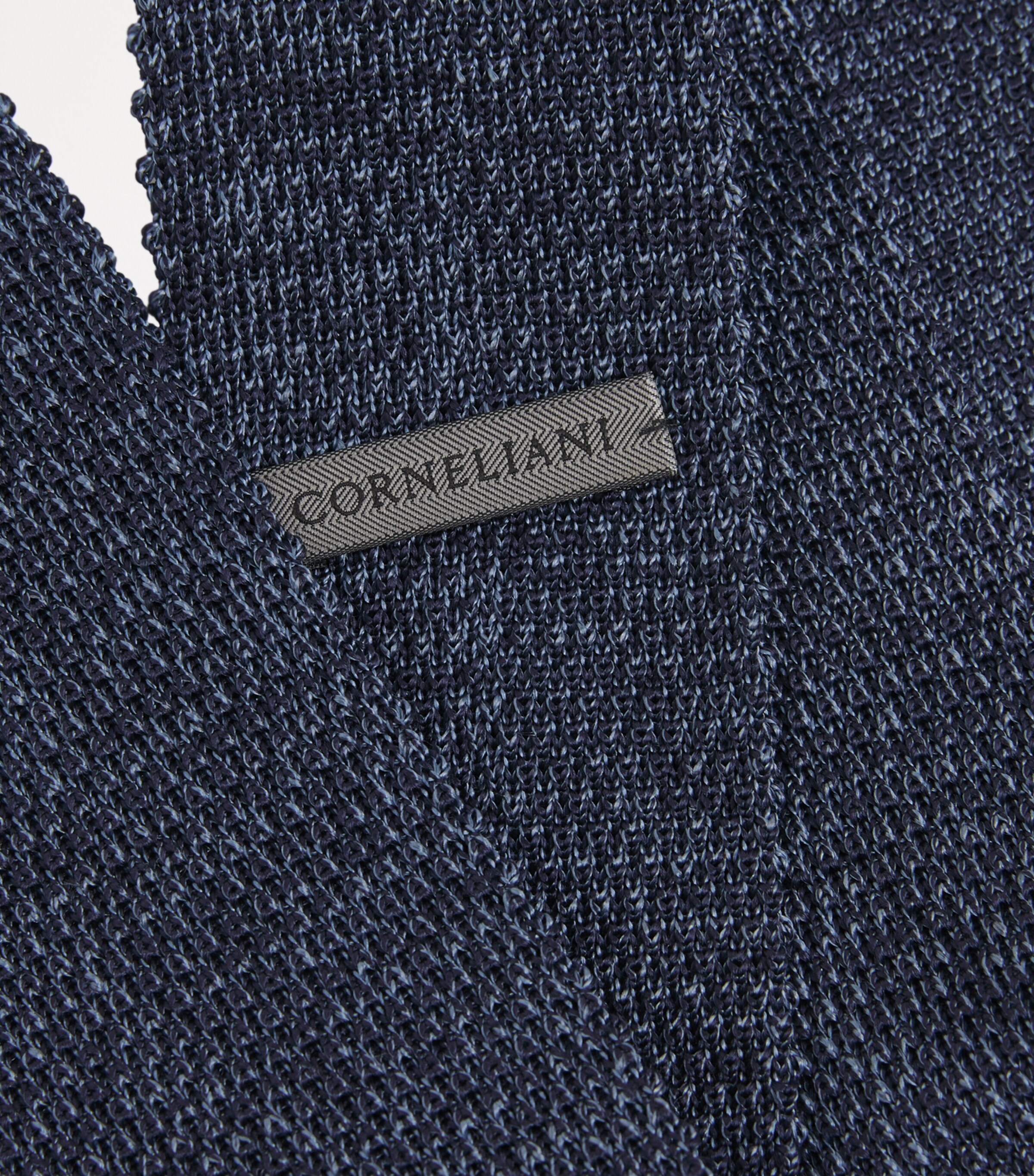 Silk Textured Tie 001 NAVY BLUE Image 3