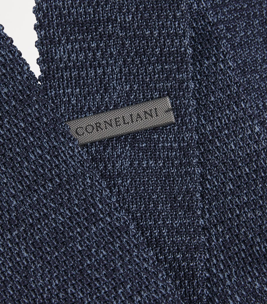 Silk Textured Tie 001 NAVY BLUE Image 3