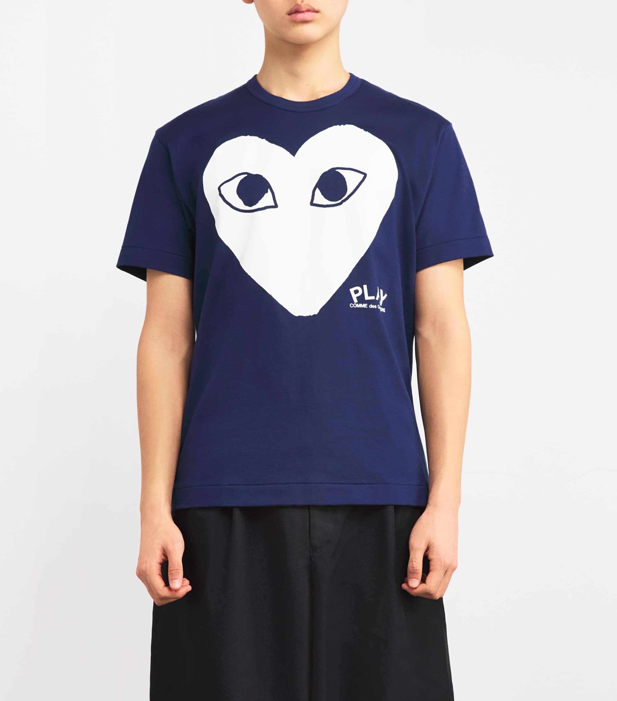 Comme Des Garçons Play Navy Heart Logo T-Shirt | Harrods UK