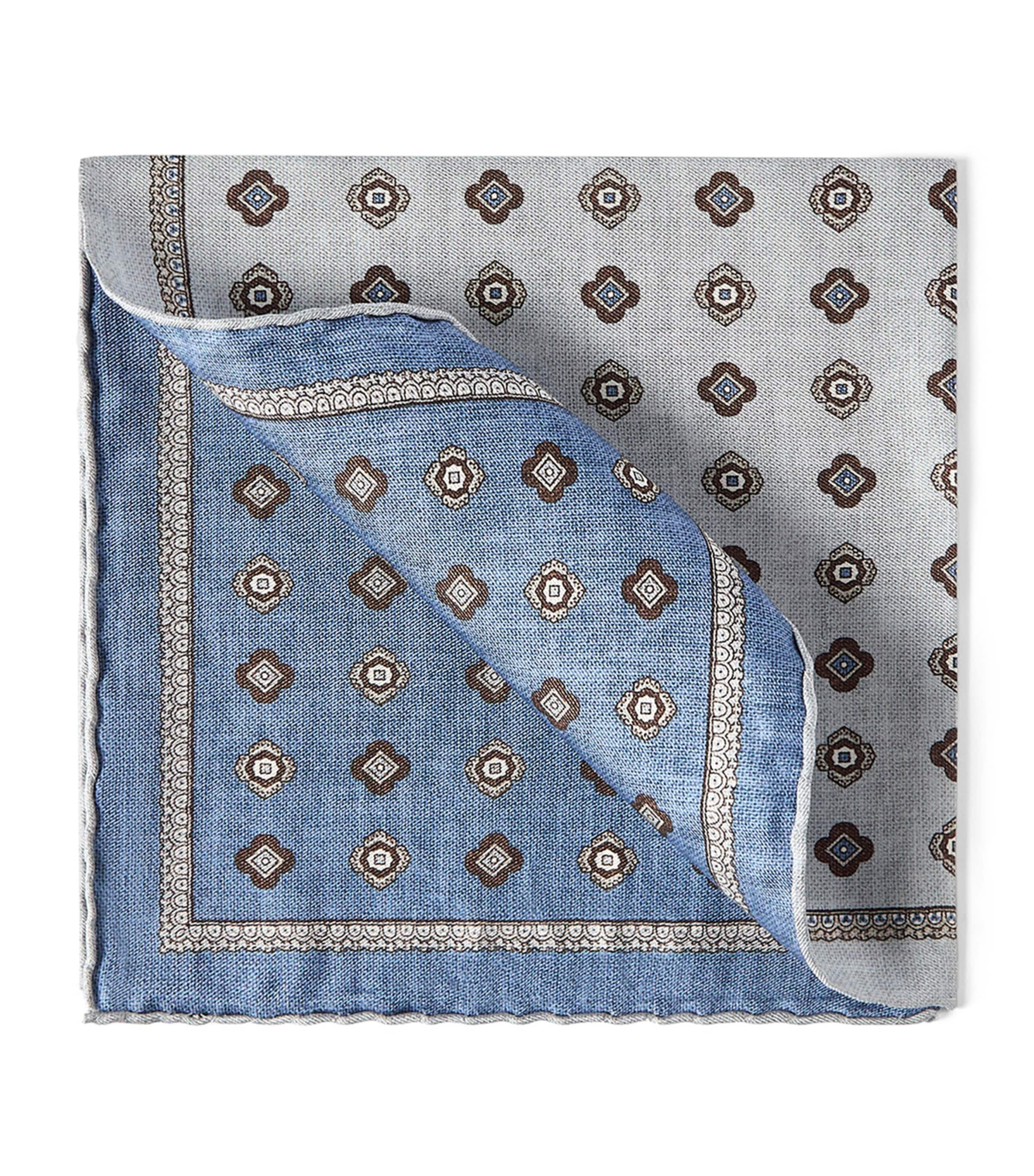Brunello Cucinelli Silk Medallion Pocket Square Image 1