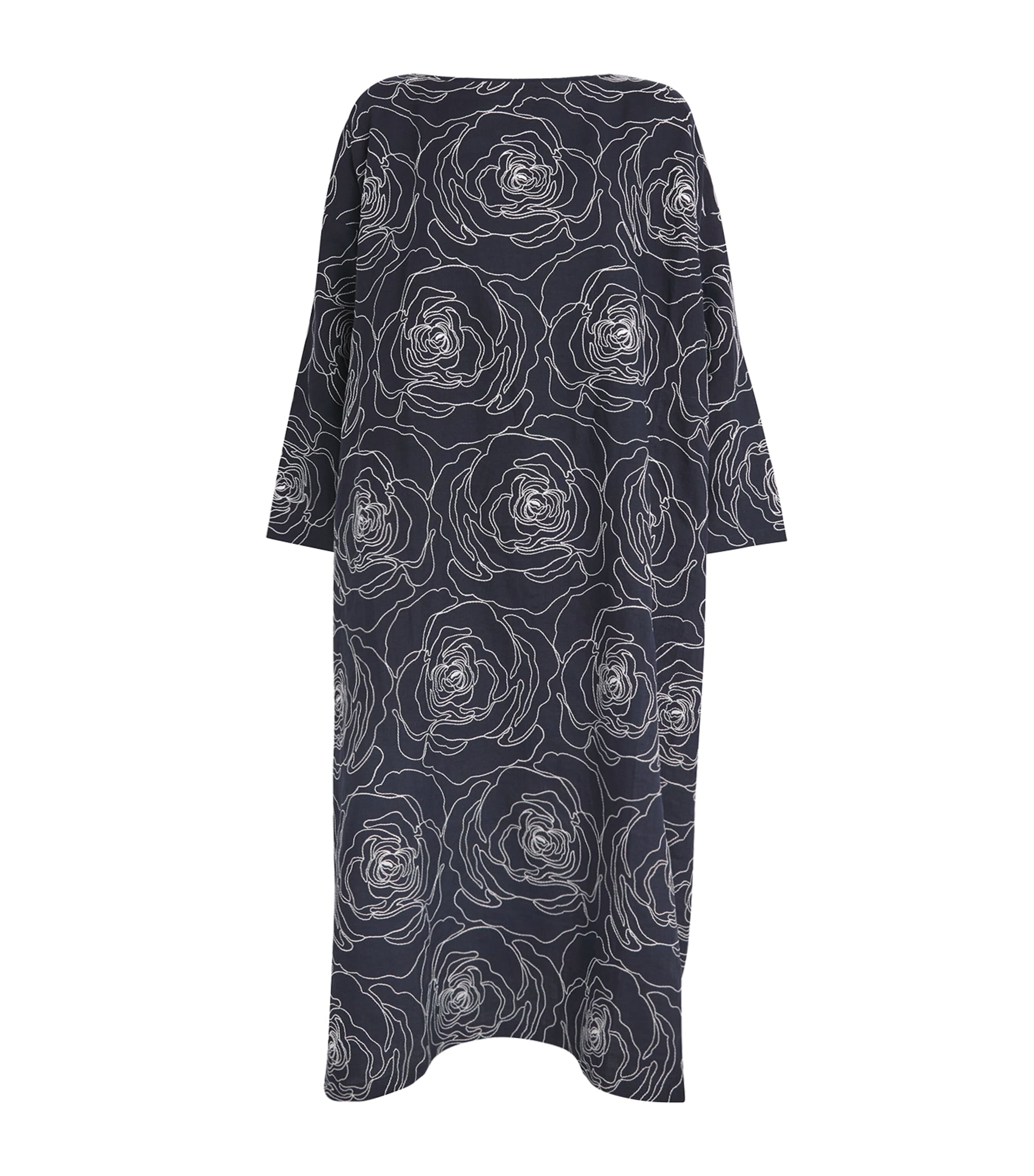 Shop Eskandar Linen-cotton Embroidered Midi Dress