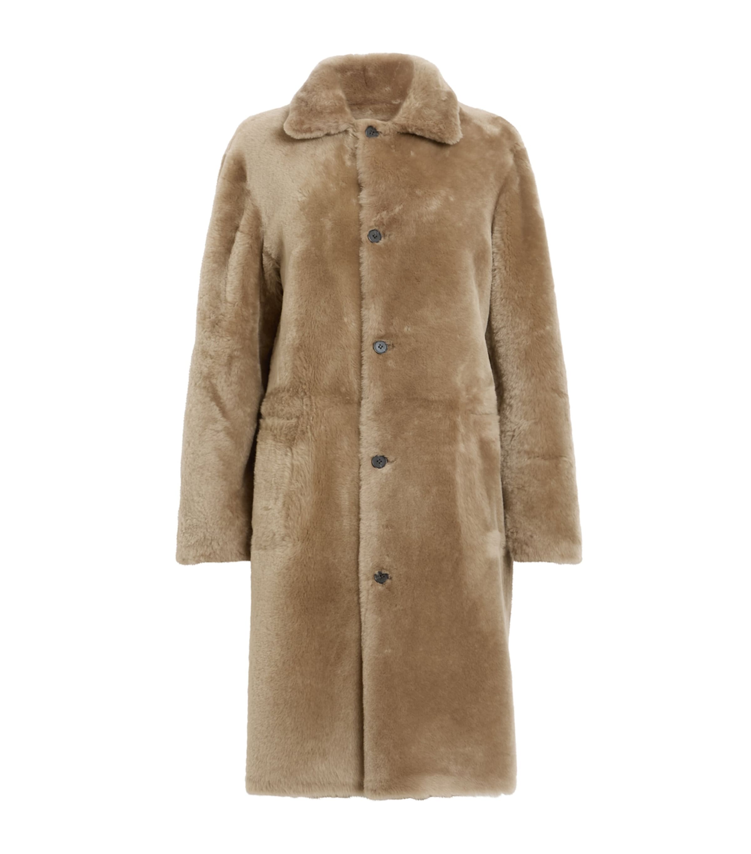 Shop Allsaints Shearling Serra Coat In Brown