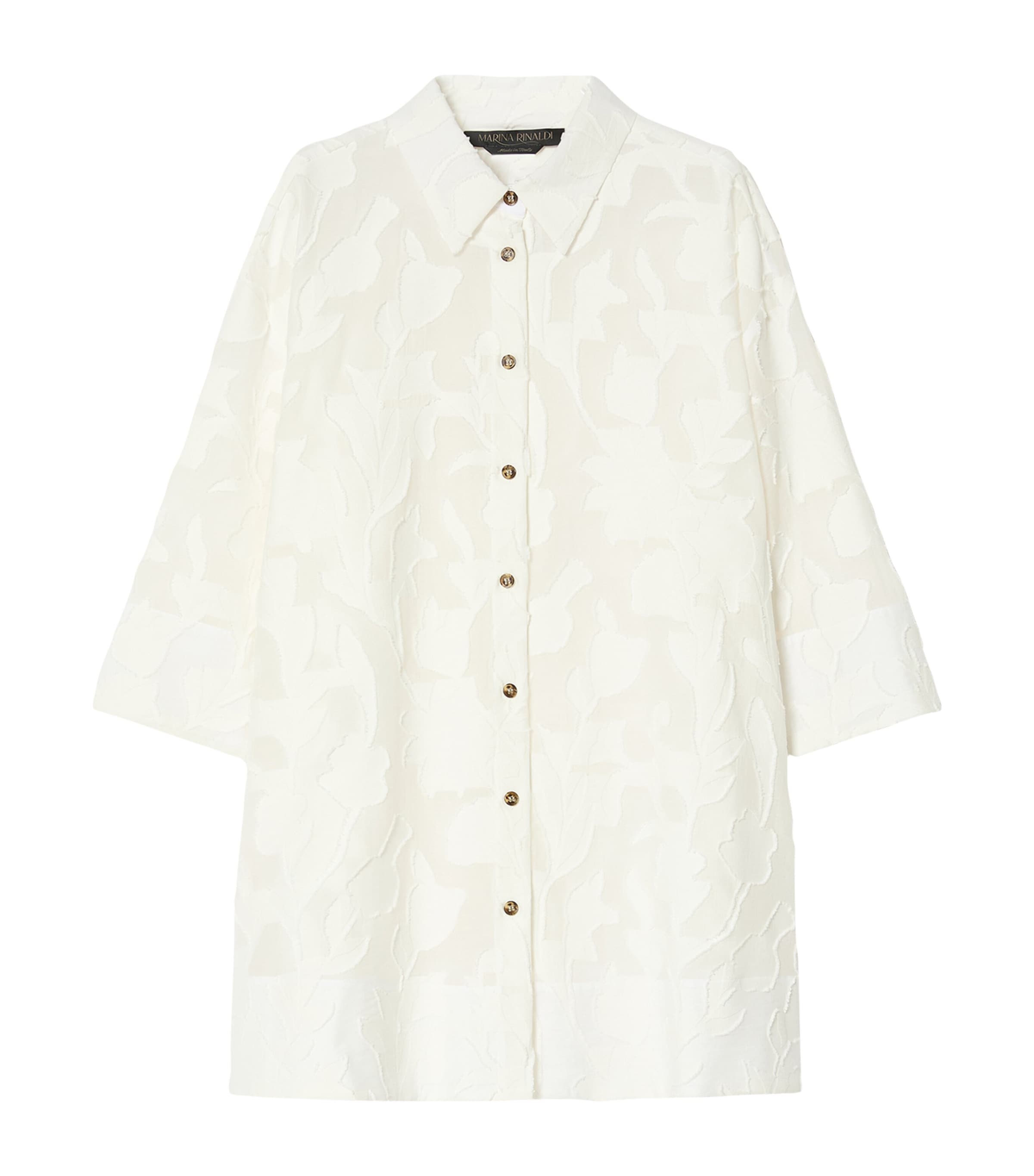 Marina Rinaldi Womens Floral Jacquard Tunic Shirt White Image 1