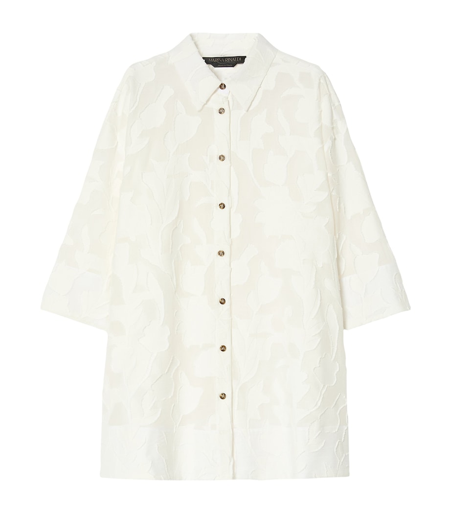 Marina Rinaldi Womens Floral Jacquard Tunic Shirt White Image 1