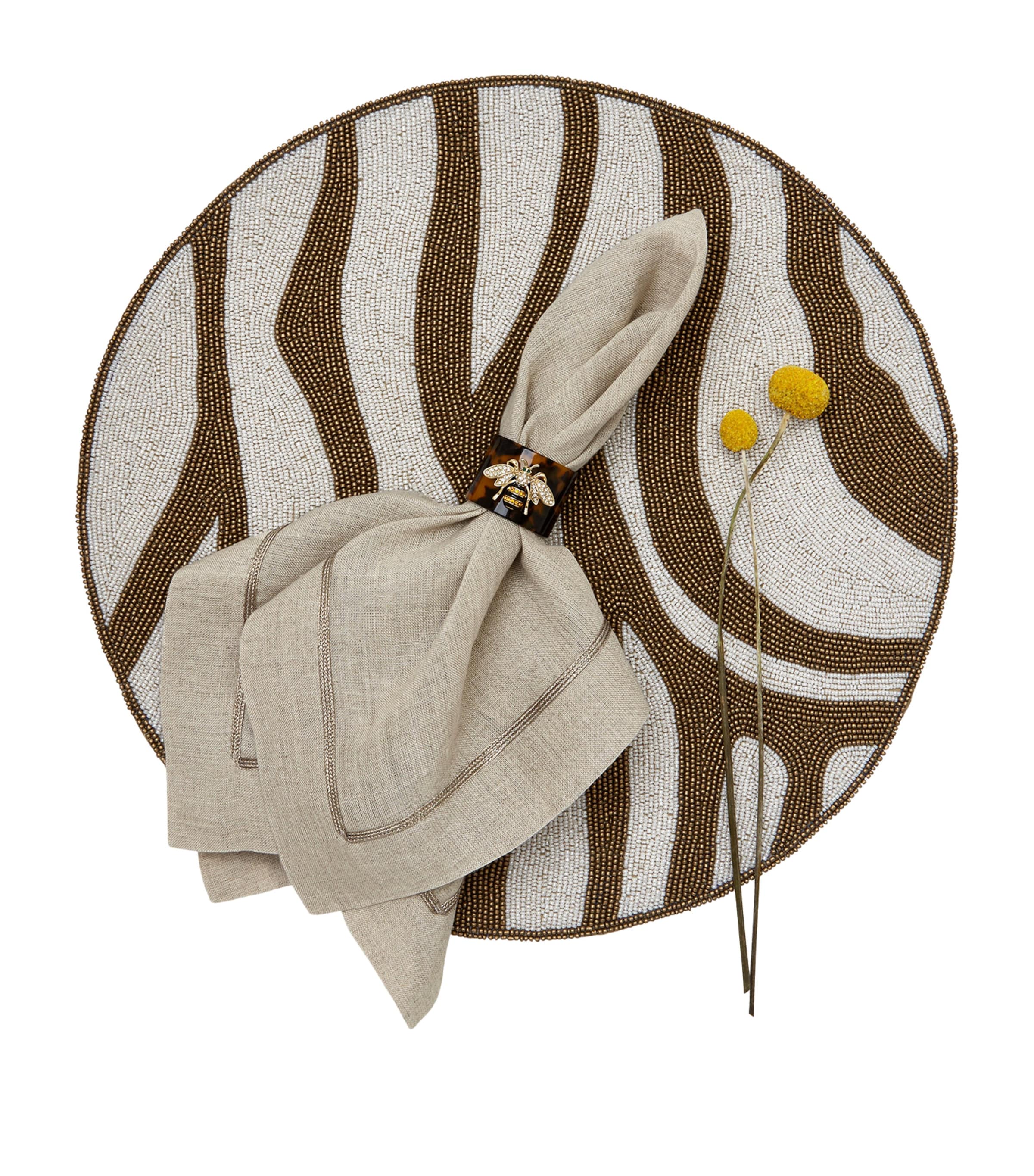 Set of 4 Tortoiseshell Bee Napkin Rings BROWN Image 4