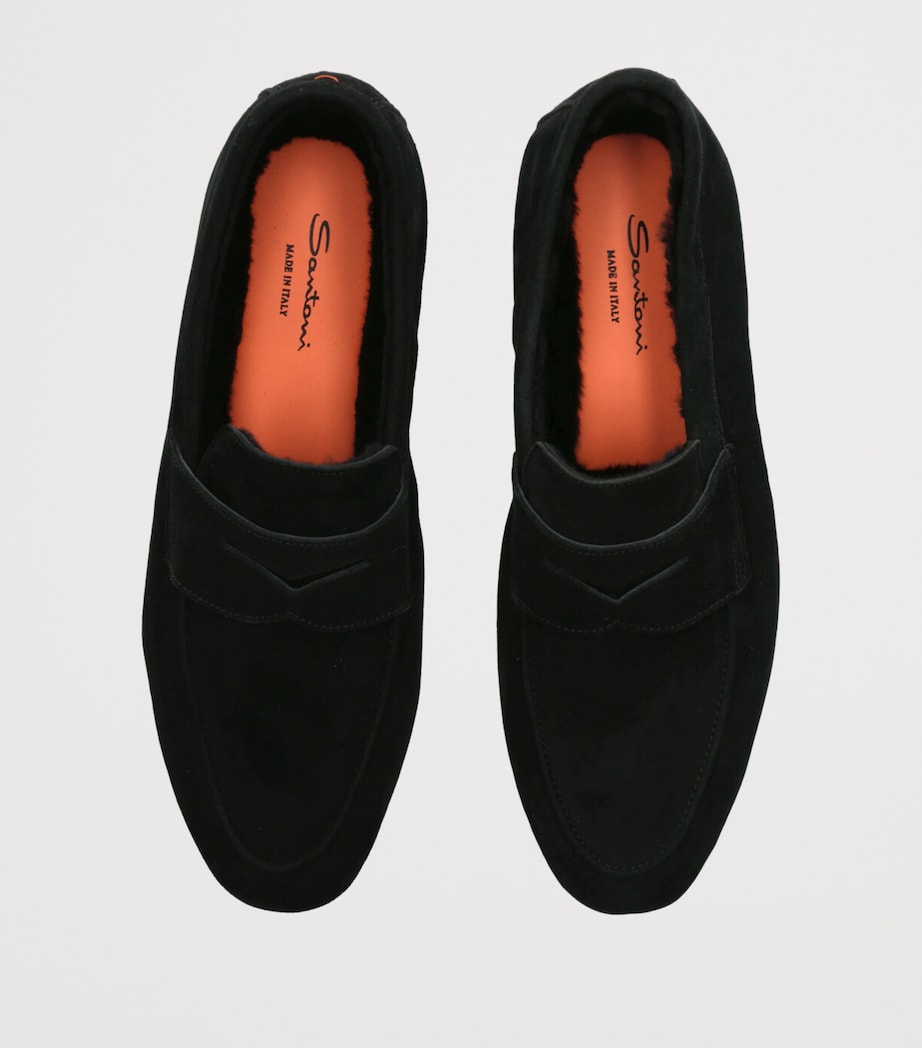 Santoni Suede Carlo Slippers Grey/dark Image 4