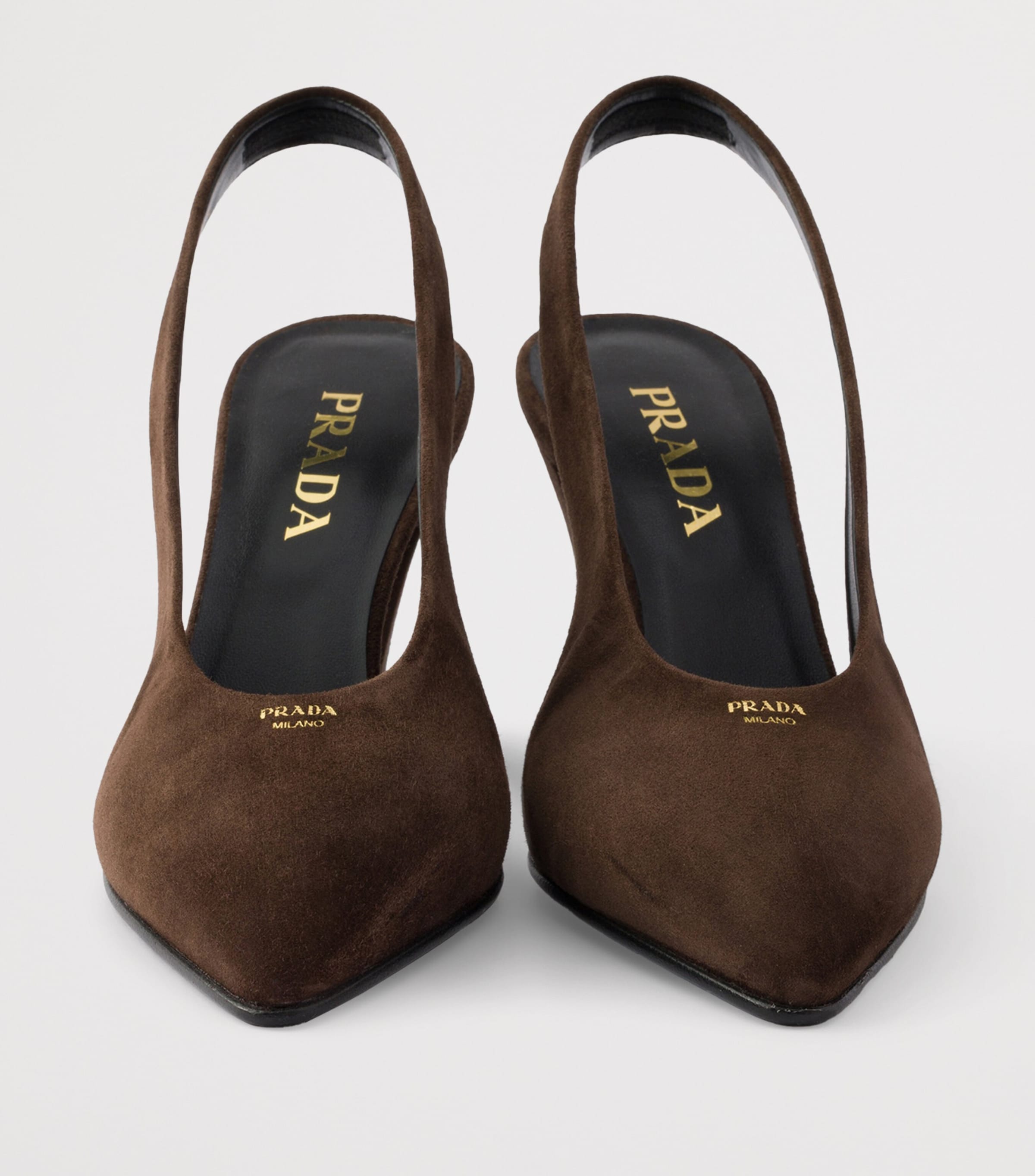 Prada Suede Leather Slingback Pumps 85 Brown Image 5