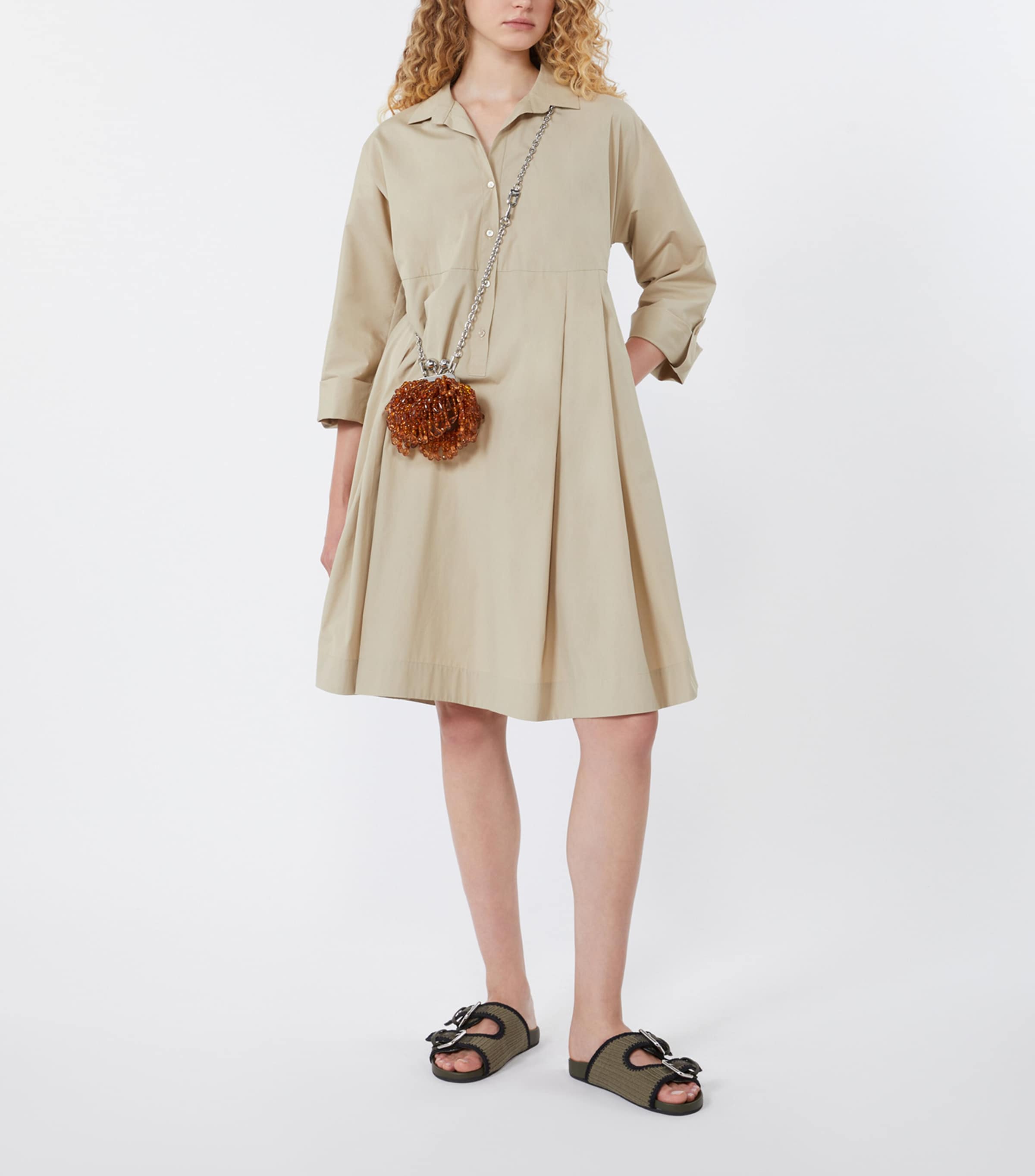 Weekend Max Mara Womens Cotton Mini Shirt Dress Sand Image 2