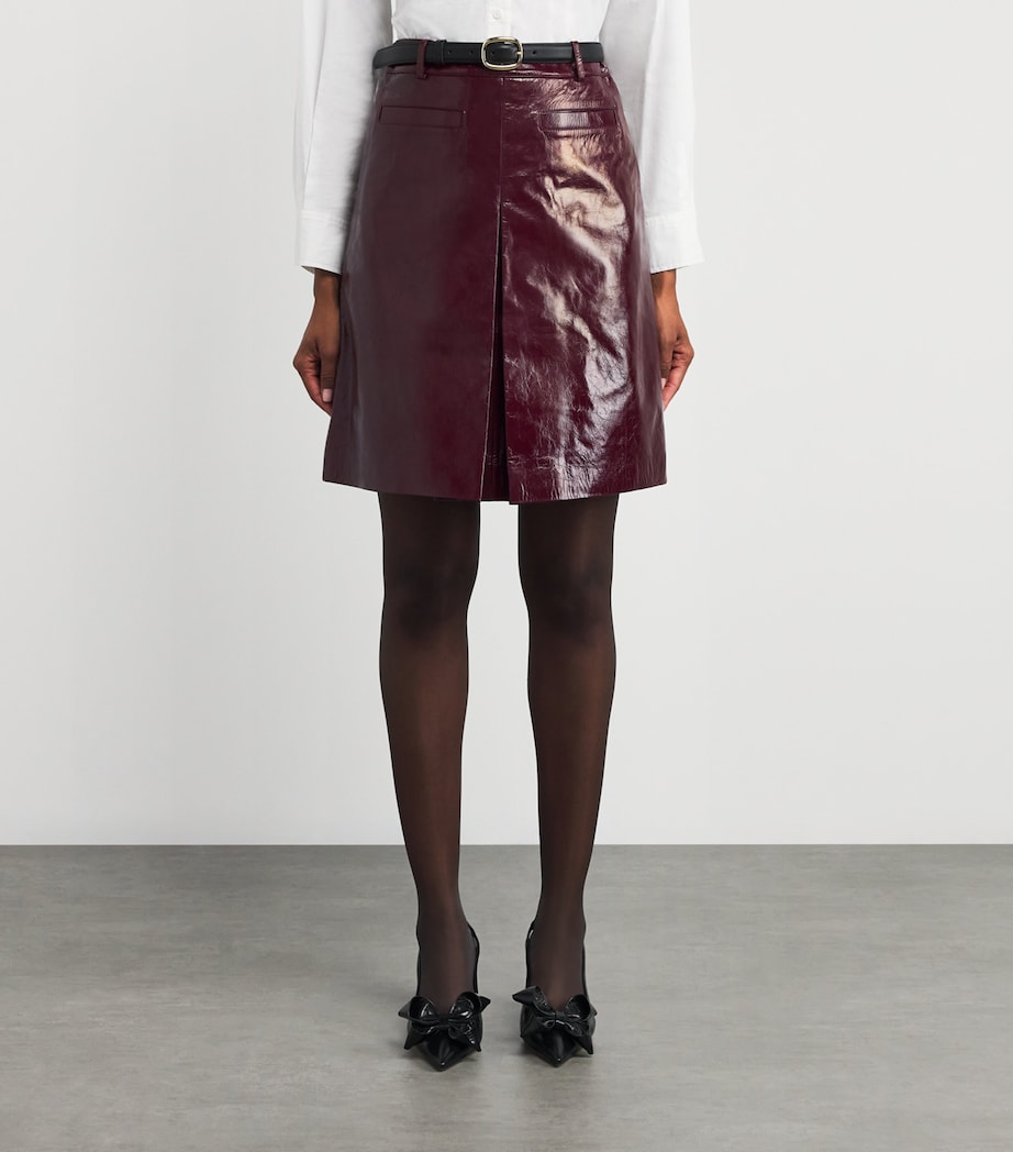 Patent Leather Mini Skirt BURGUNDY Image 3
