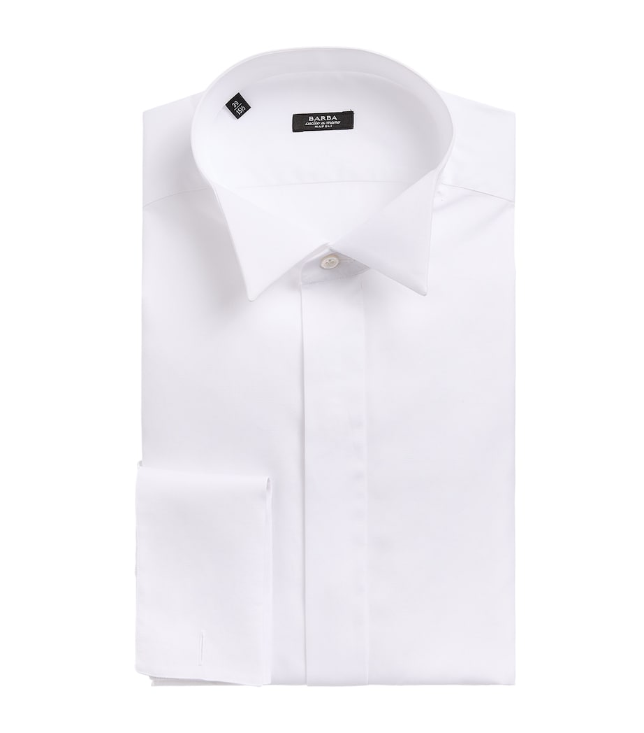 Barba Napoli Mens Cotton Hidden Placket Shirt White Image 1