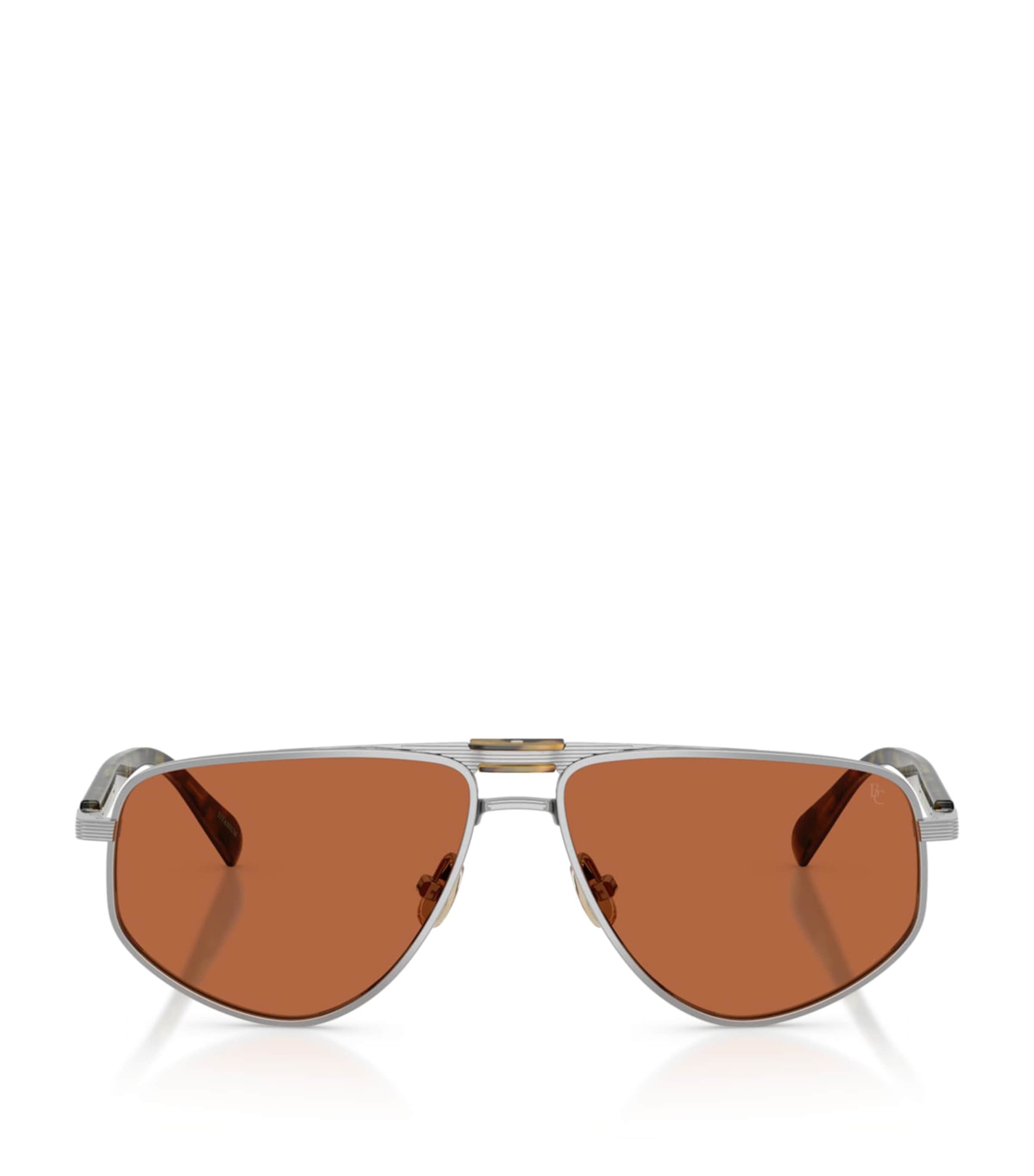 Brunello Cucinelli Titanium Dike Aviator Sunglasses Clear Image 1