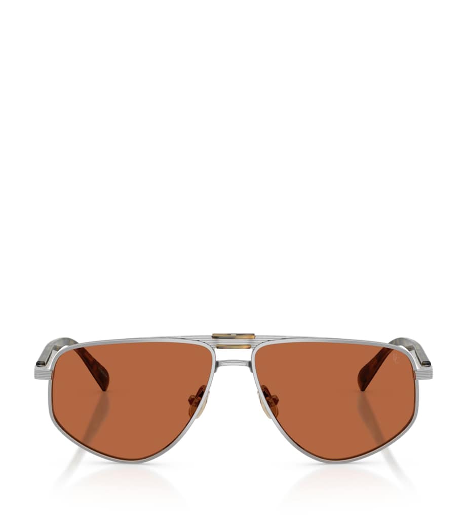 Brunello Cucinelli Titanium Dike Aviator Sunglasses Clear Image 1