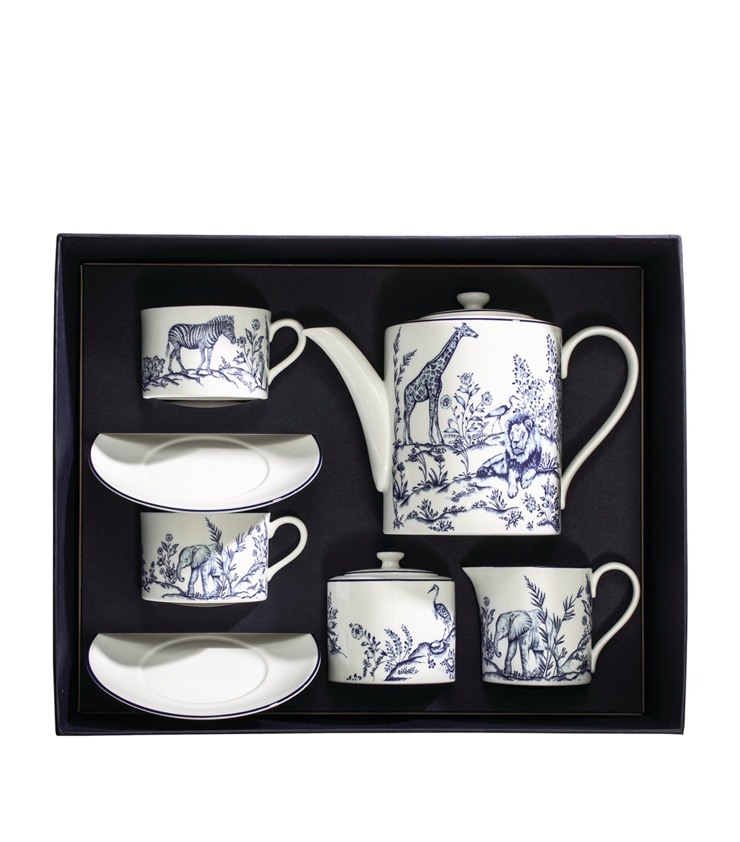 Halcyon Days x Nina Campbell Serengeti Tea for Two Set Blue & White Image 1