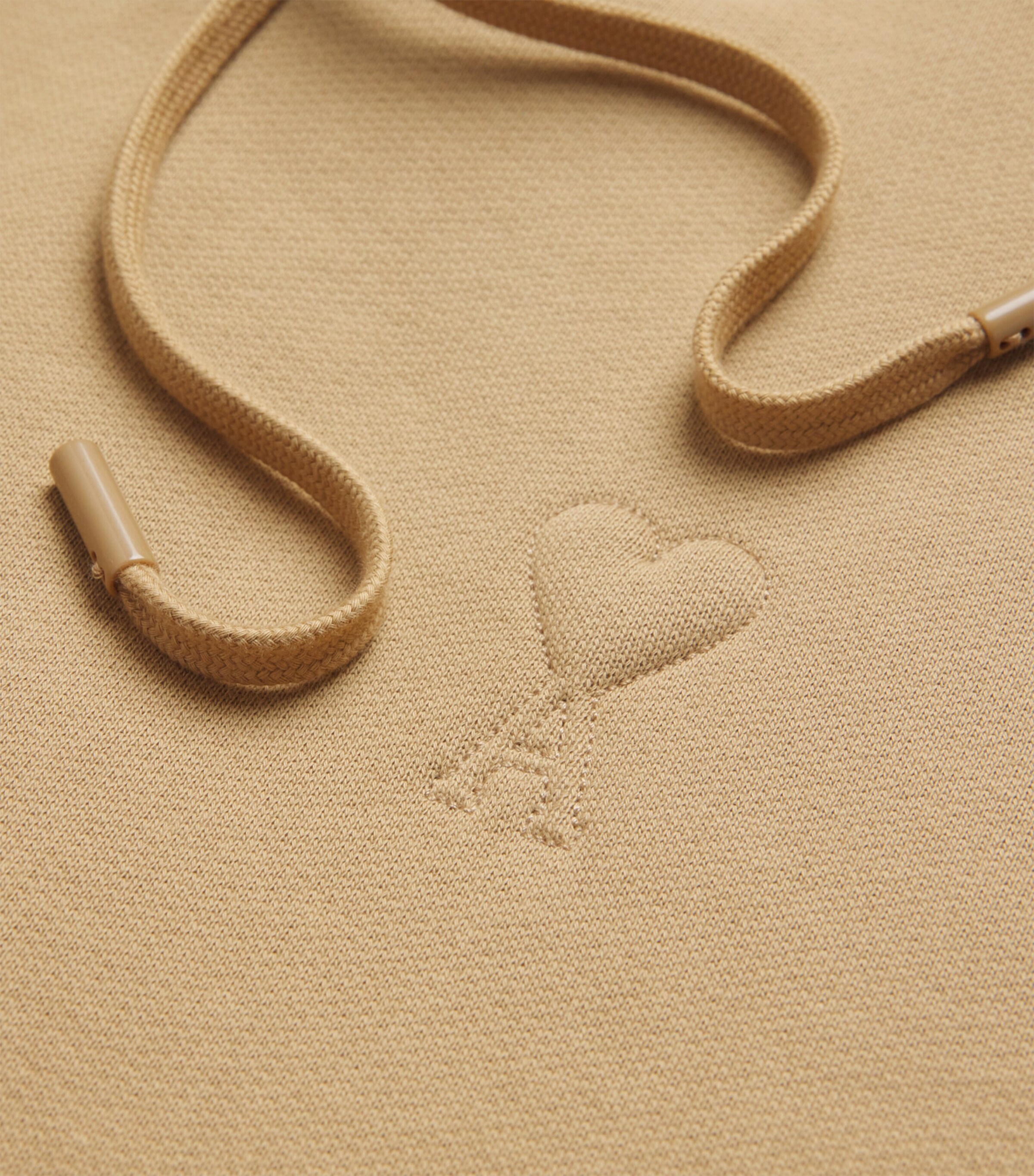 AMI Paris Mens Cotton-Blend Ami de Coeur Hoodie Camel Image 5