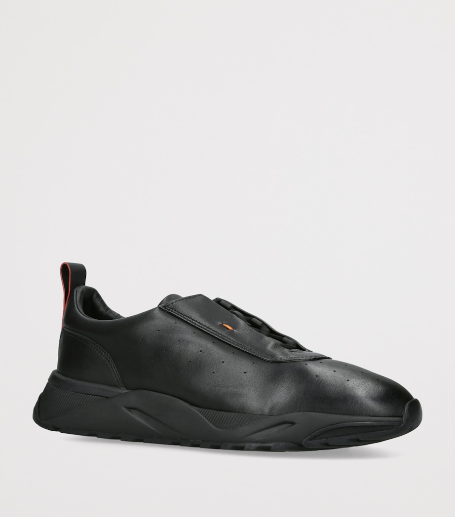 Santoni Leather Innova Sneakers Black Image 3