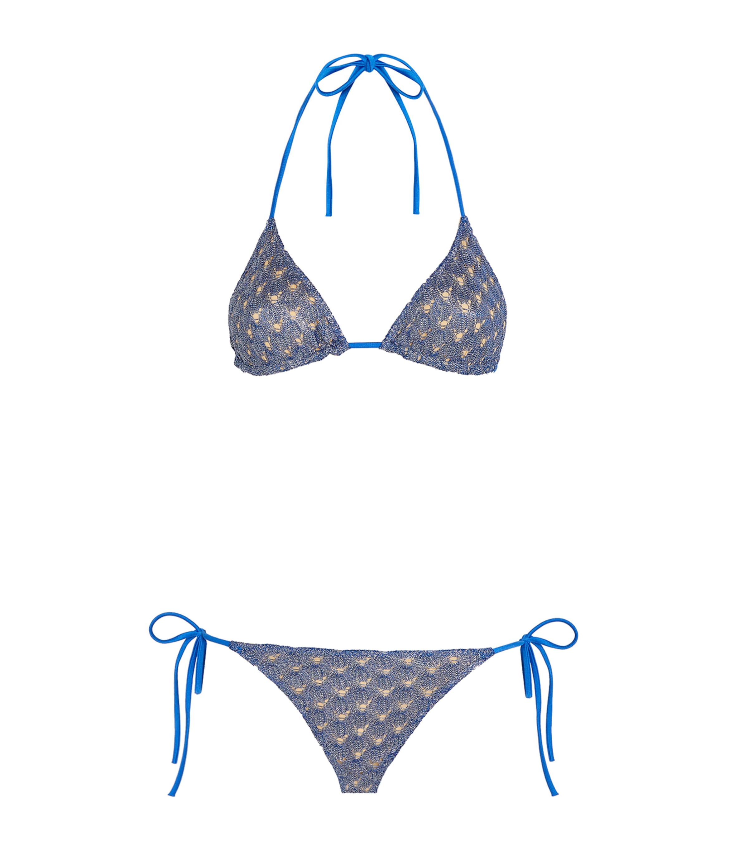 Missoni Open-knit Bikini In Blue