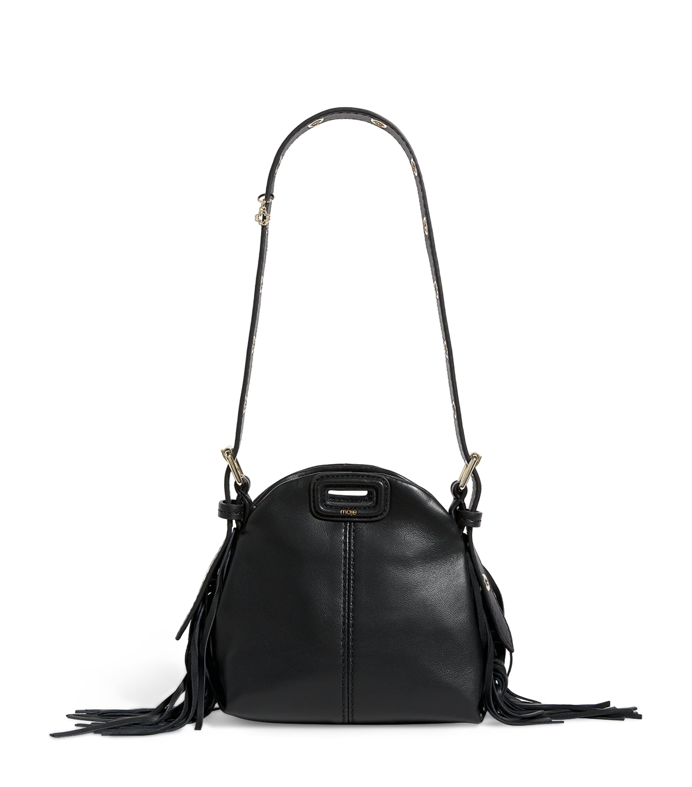Maje Womens Black Miss M Micro Leather Bag In Black