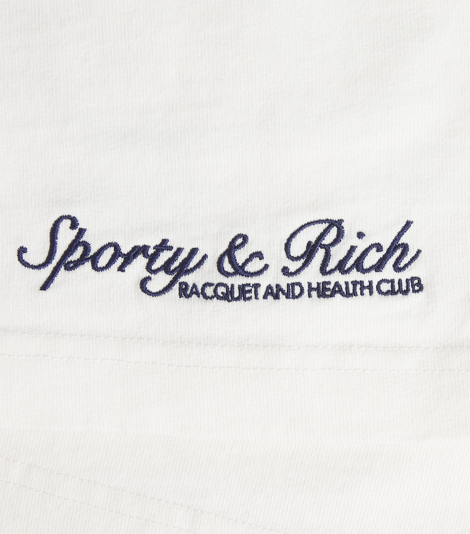 Sporty & Rich Womens Syracuse Embrdoidered Sweatshorts White Image 6