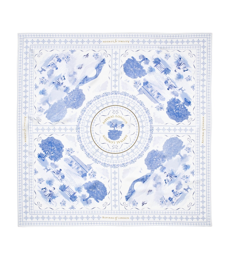 Aspinal Of London Silk Landscape Scarf Skyblue Image 1