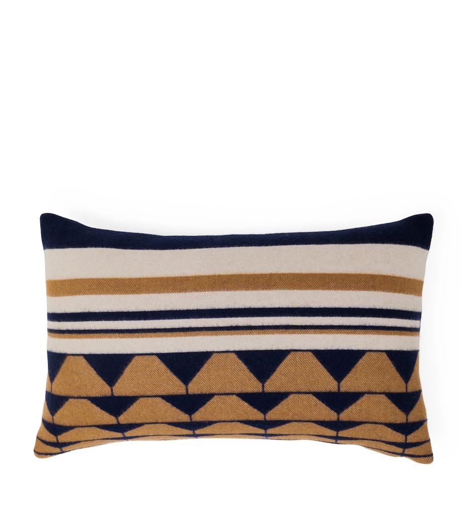 Wool-Cashmere Deco 003 Cushion (40cm x 60cm) 8E29 - BLUE/TAN Image 1