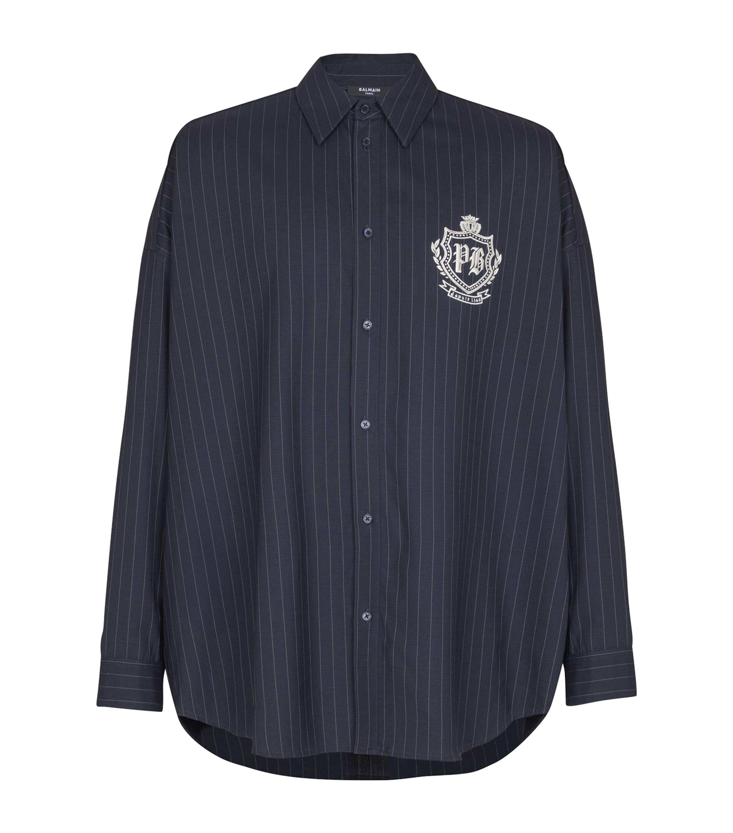 Virgin Wool College Emblem Shirt SAJ BLEU/BLANC Image 1