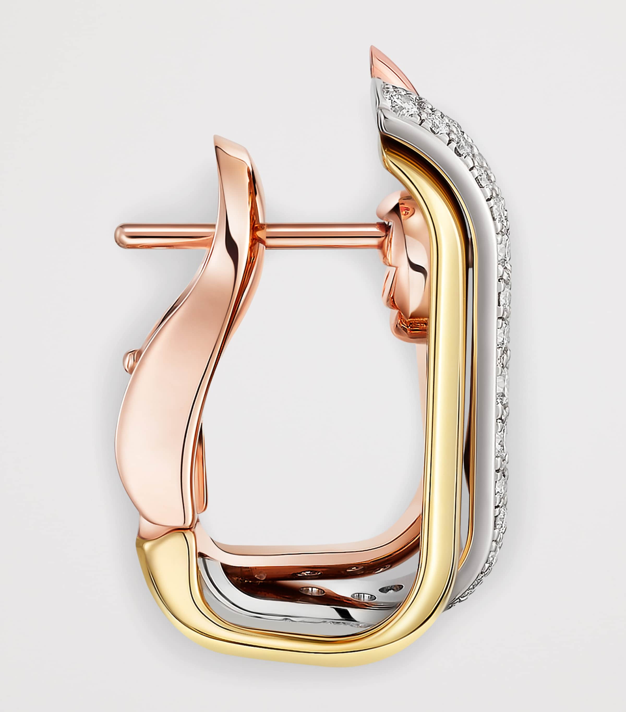 Cartier White, Rose, Yellow Gold and Diamond Trinity Box Earrings Mixed Gold Image 2