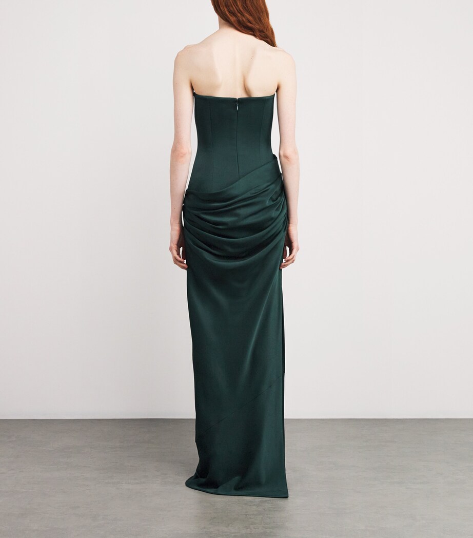 Alex Perry Green Satin Strapless Midi Dress | Harrods NL Alex Perry Green Satin Strapless Midi Dress | Harrods NL