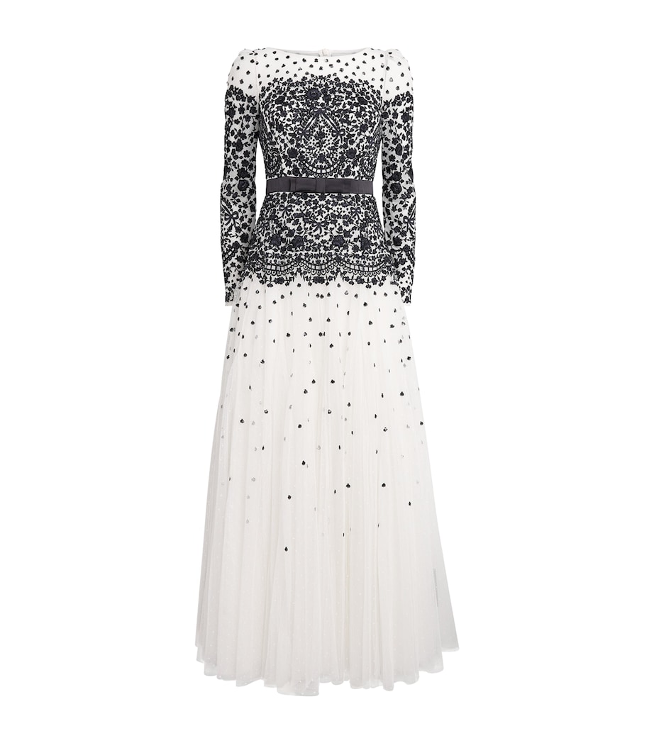 Needle & Thread Womens Gilded Lace Maxi Dress Chalk/graphite Image 1