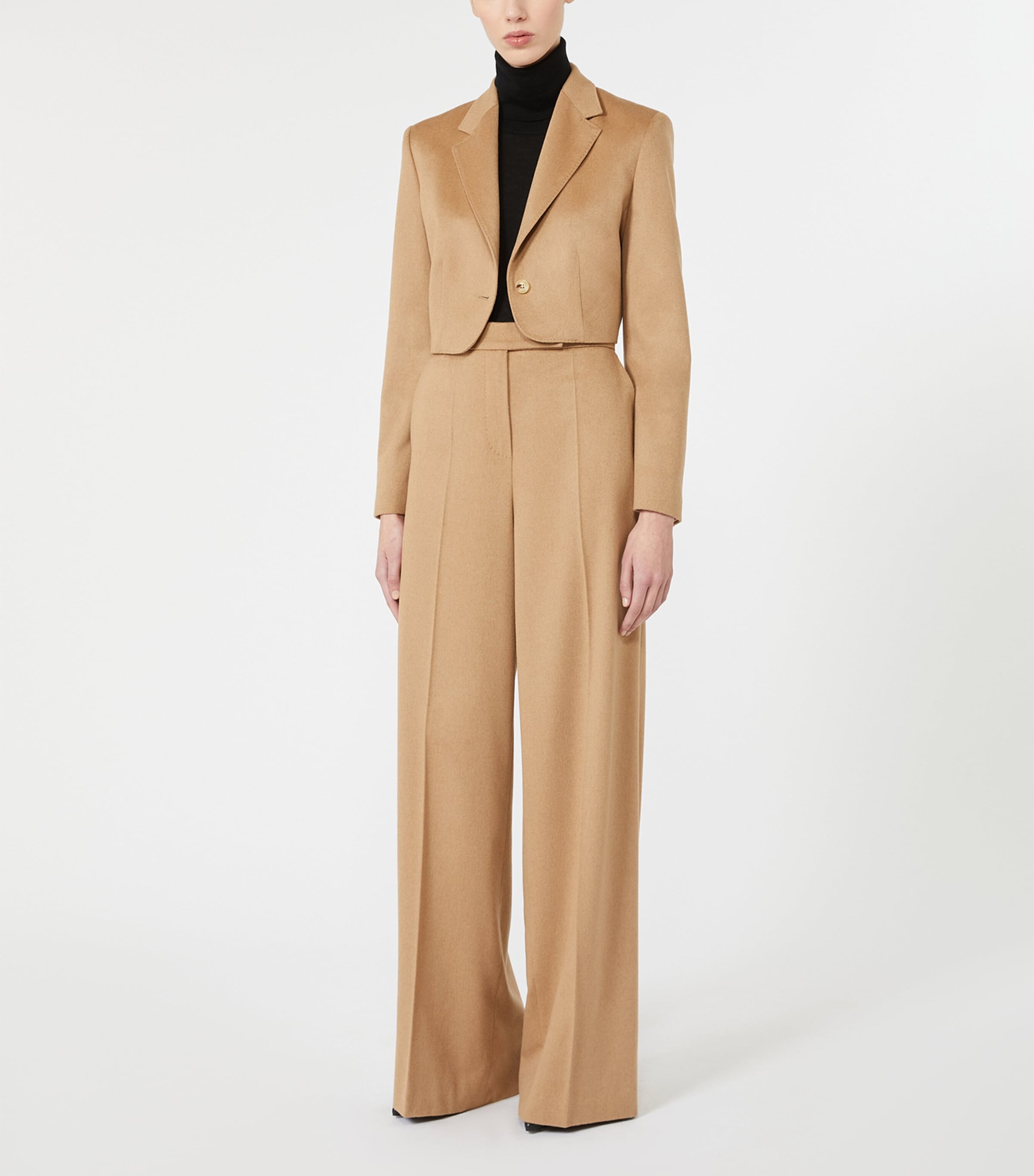 Max Mara Womens Camelwool Cropped Blazer Camel Image 2