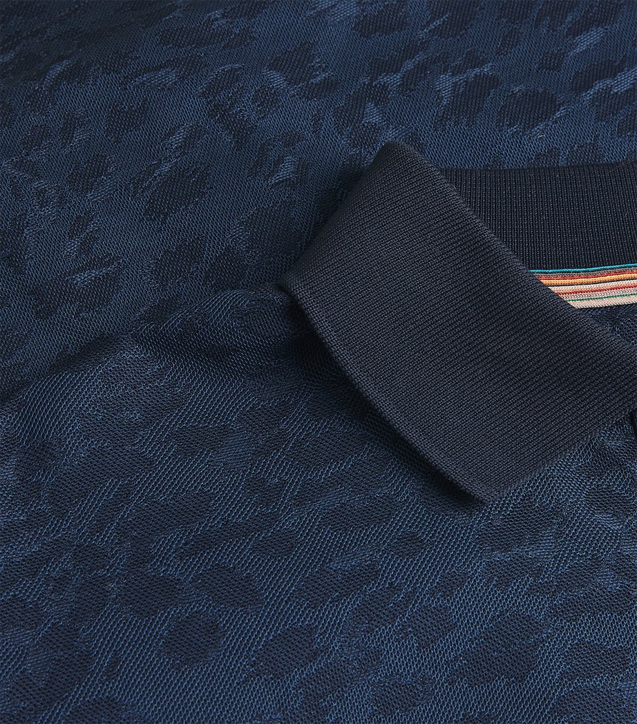 Cotton Leopard-Jacquard Polo Shirt 49_VERY DARK NAVY Image 5