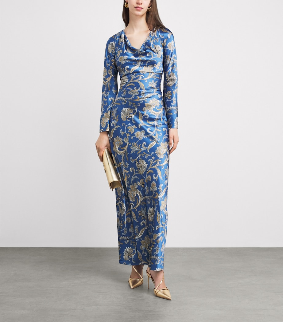 Malone Souliers x Harrods Exclusive Metallic Leather Embossed Valeria Slingback Pumps 90 Antique Gold Image 4