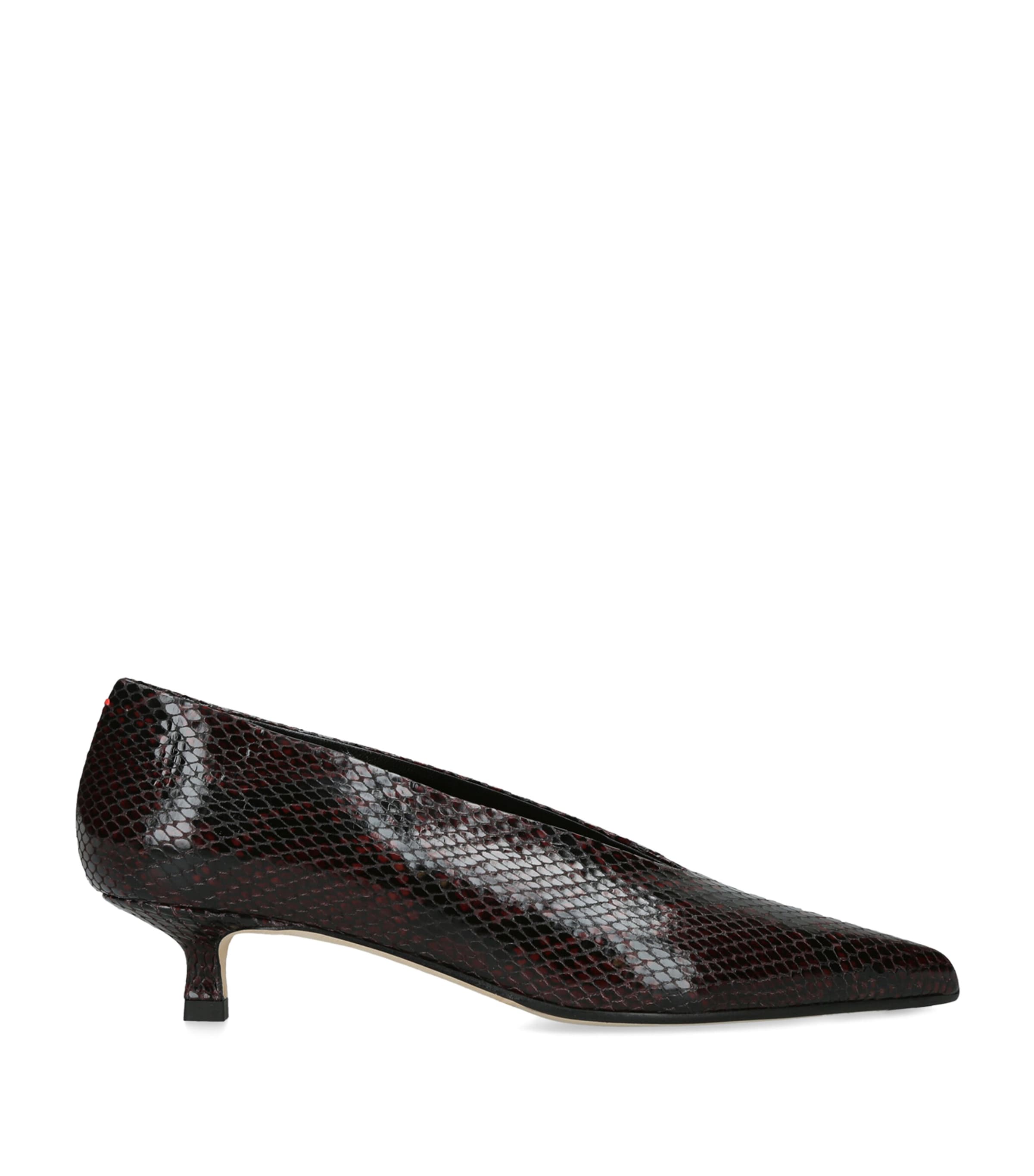 aeyde Snakeskin-Effect Leather Clara Pumps 35 Wine Comb