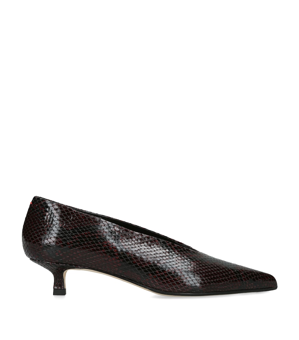 aeyde Snakeskin-Effect Leather Clara Pumps 35 Wine Comb